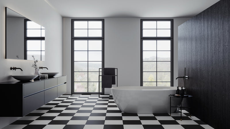 Anatolia Satin Black matte porcelain tile in a room setting — available at Surface Group lifestyle image