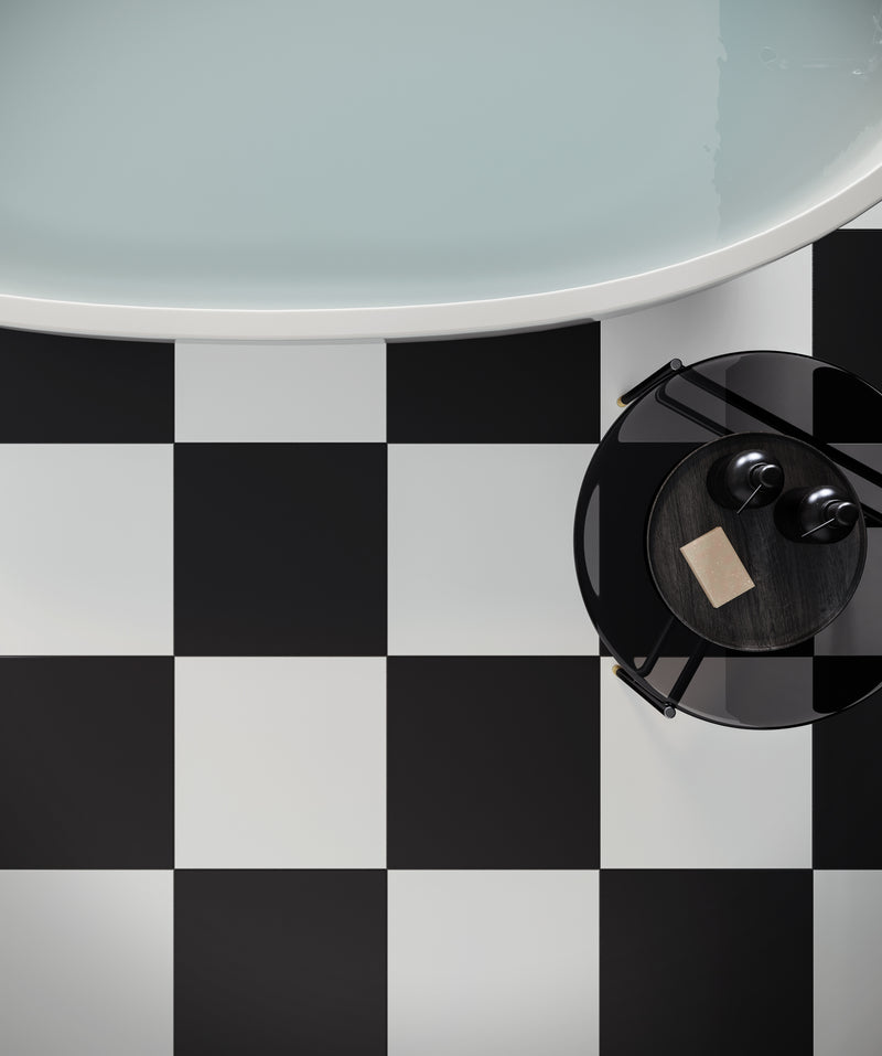 Anatolia Satin Black matte porcelain tile in a room setting — available at Surface Group lifestyle image