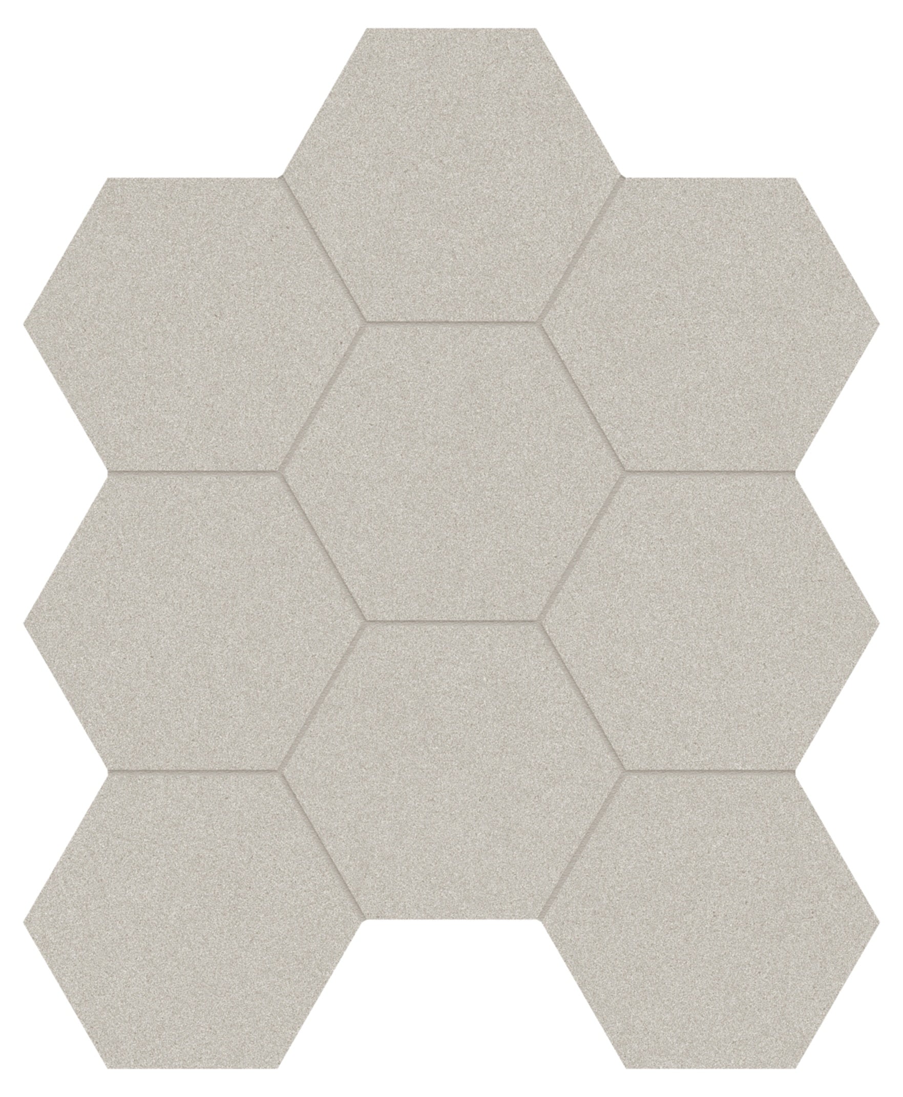Serena Crater porcelain mosaic by Anatolia, top-down product view, 9 7/8"×11 3/8"×11/32" size. Turkish porcelain for floors and walls.