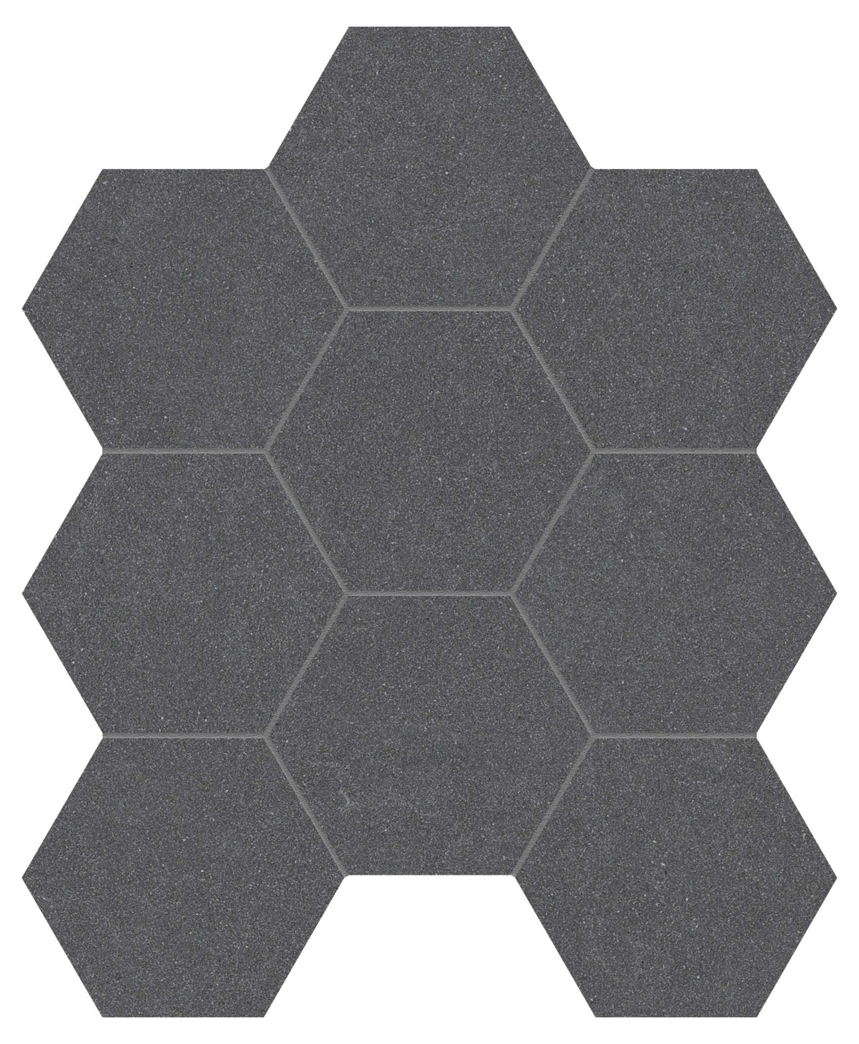 Serena Flint porcelain mosaic by Anatolia, top-down product view, 9 7/8"×11 3/8"×11/32" size. Turkish porcelain for floors and walls.