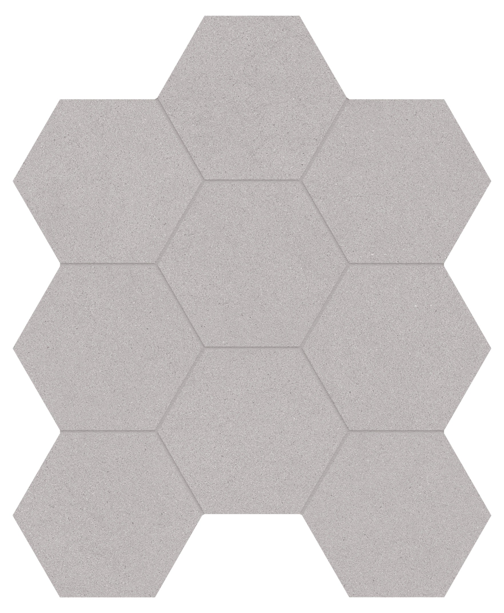 Serena Shale porcelain mosaic by Anatolia, top-down product view, 9 7/8"×11 3/8"×11/32" size. Turkish porcelain for floors and walls.