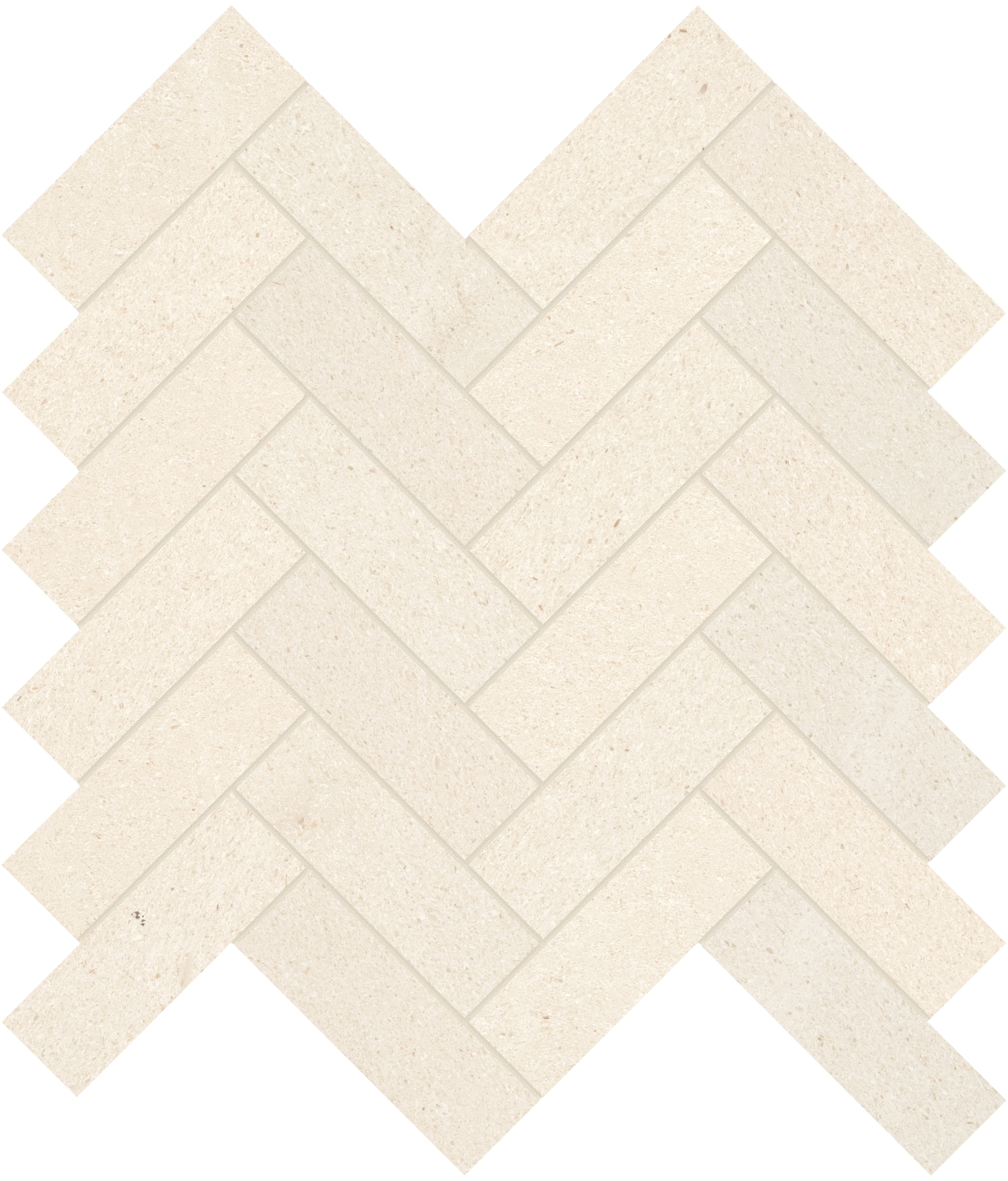 Serene Ivory limestone mosaic by Anatolia, top-down product view, 11 1/4"×11 13/32"×3/8" size. Turkish limestone for floors and walls.