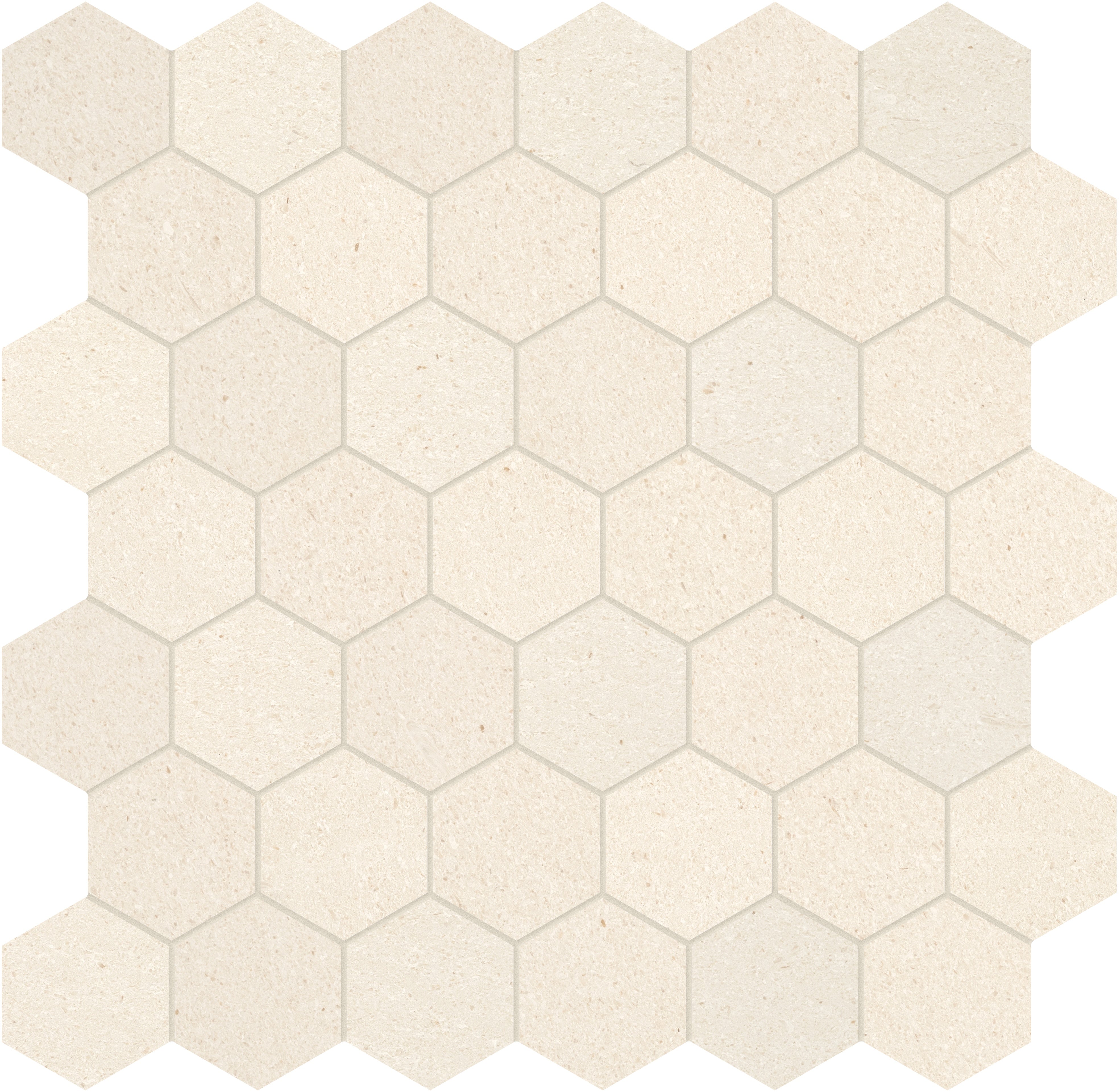 Serene Ivory limestone mosaic by Anatolia, top-down product view, 11 7/8"×12"×3/8" size. Turkish limestone for floors and walls.