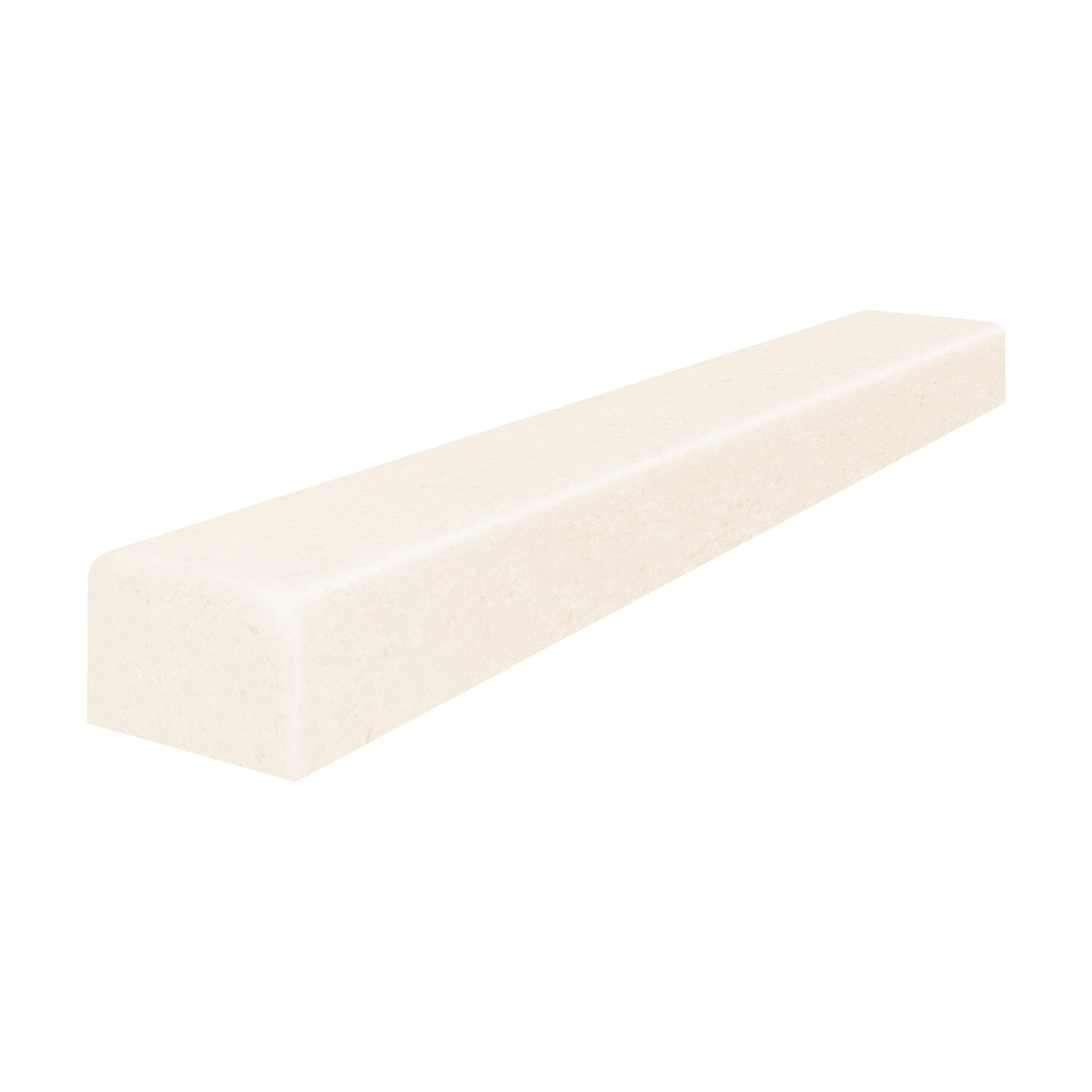 Serene Ivory limestone trim by Anatolia, top-down product view, 1 1/4"×12"×7/8" size. Turkish limestone for floors and walls.