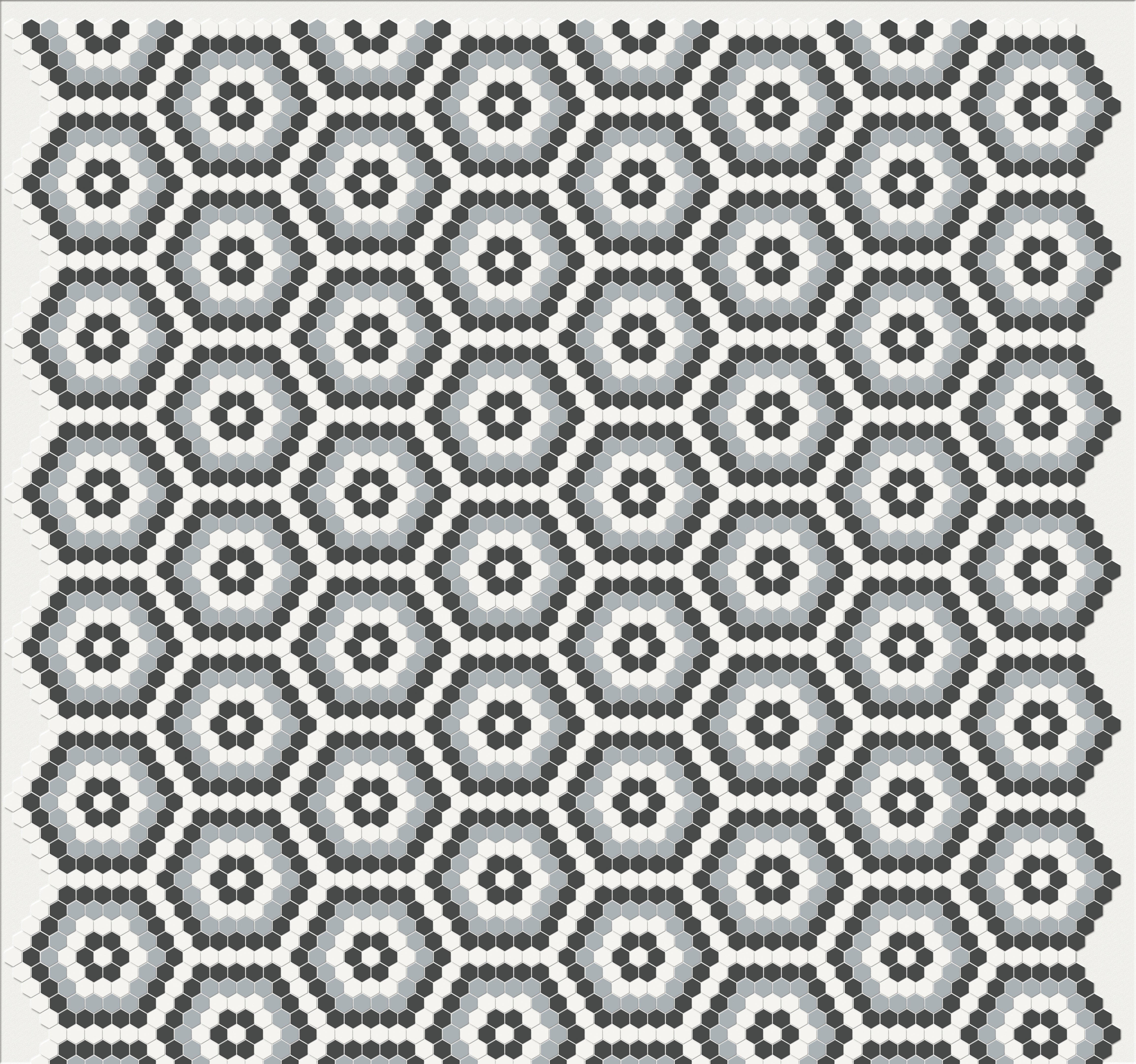 Soho Afternoon Blend porcelain mosaic by Anatolia, top-down product view, 8 5/16"×14 7/16"×1/4" size. Malaysian porcelain for floors and walls.