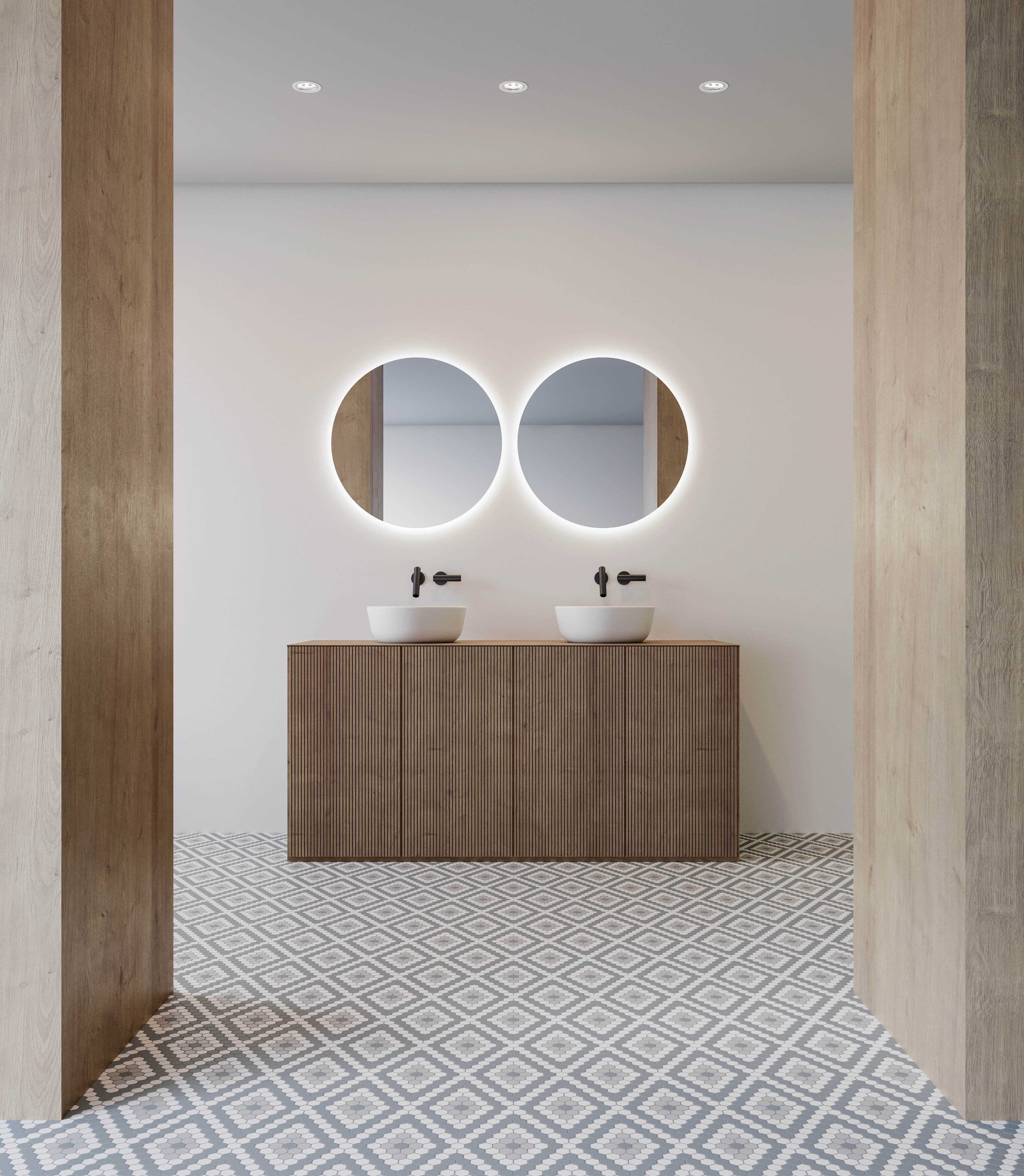 Soho Afternoon Blend porcelain mosaic by Anatolia, top-down product view, 7 11/16"×13 5/16"×1/4" size. Malaysian porcelain for floors and walls.