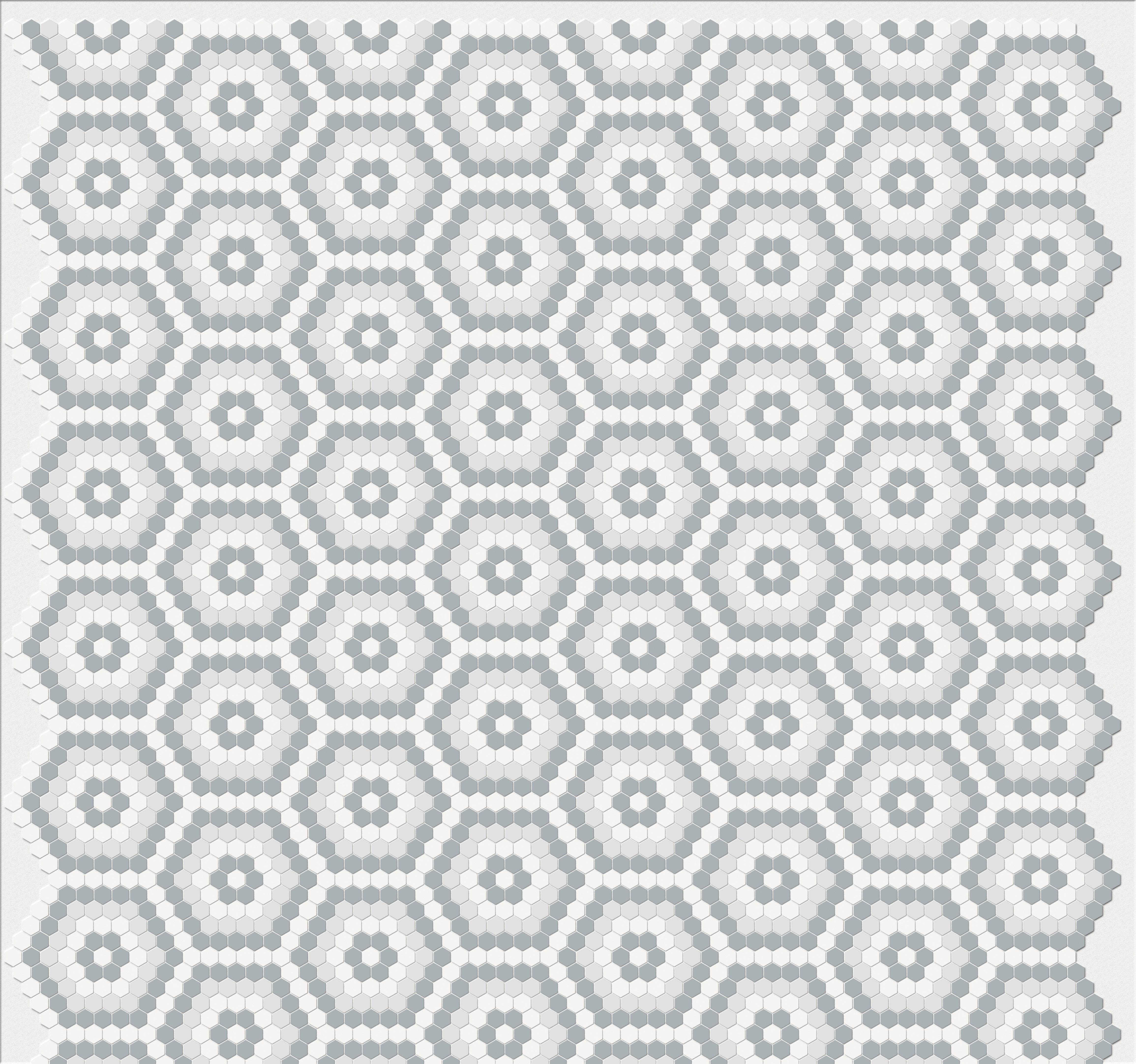 Soho Afternoon Blend porcelain mosaic by Anatolia, top-down product view, 8 5/16"×14 7/16"×1/4" size. Malaysian porcelain for floors and walls.