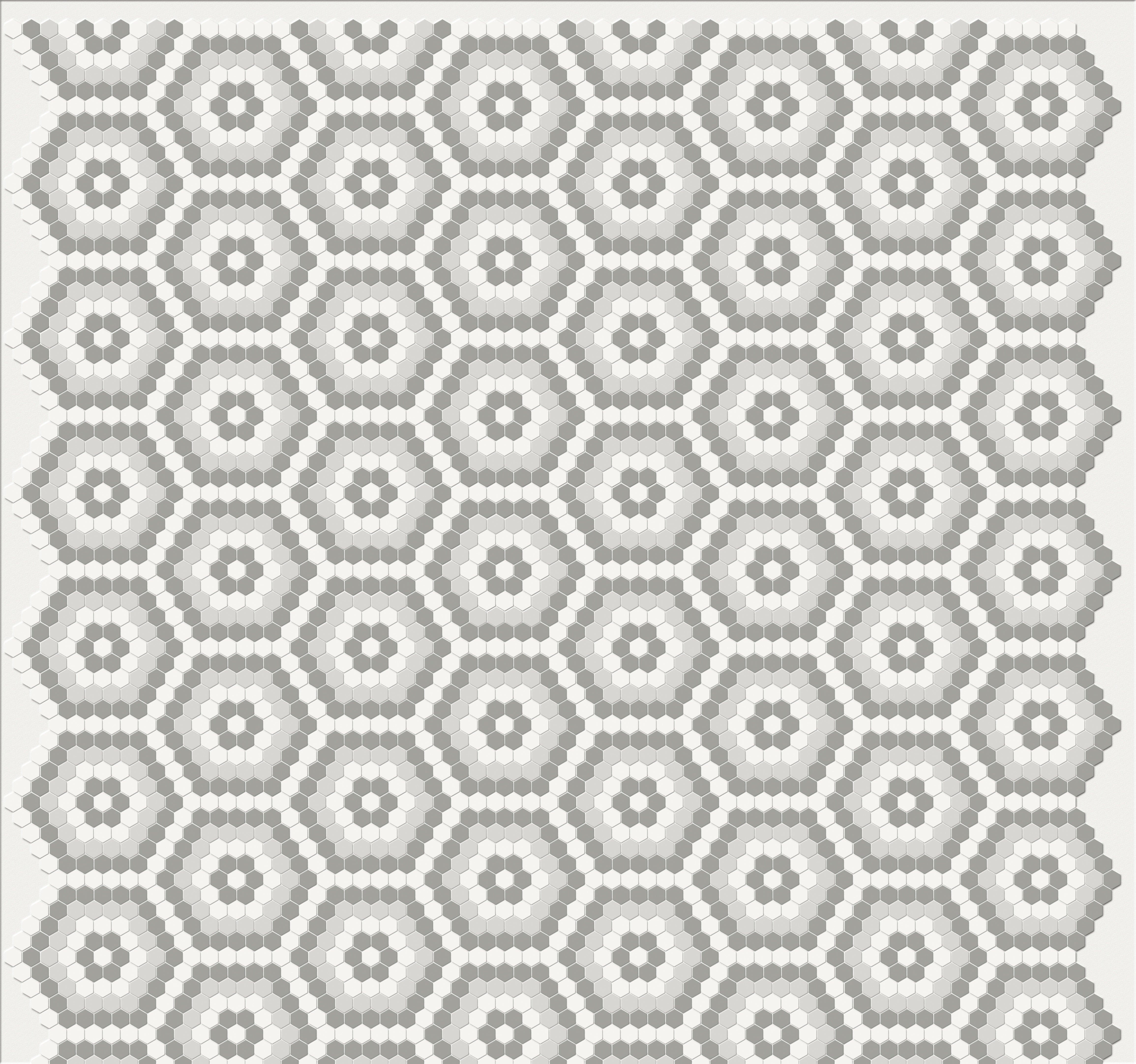 Soho Afternoon Blend porcelain mosaic by Anatolia, top-down product view, 8 5/16"×14 7/16"×1/4" size. Malaysian porcelain for floors and walls.