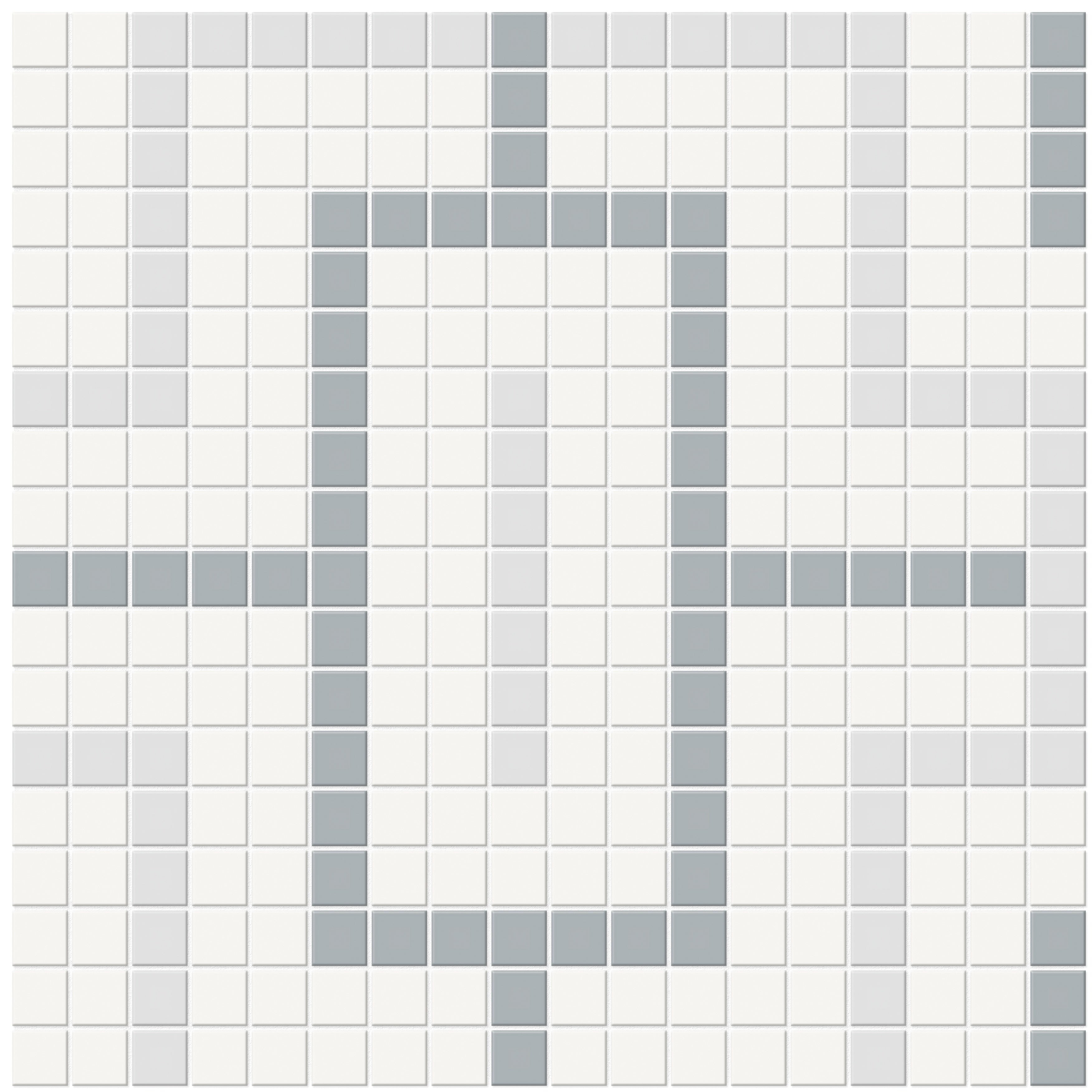 Soho Afternoon Blend porcelain mosaic by Anatolia, top-down product view, 11 13/32"×11 13/32"×1/4" size. Malaysian porcelain for floors and walls.