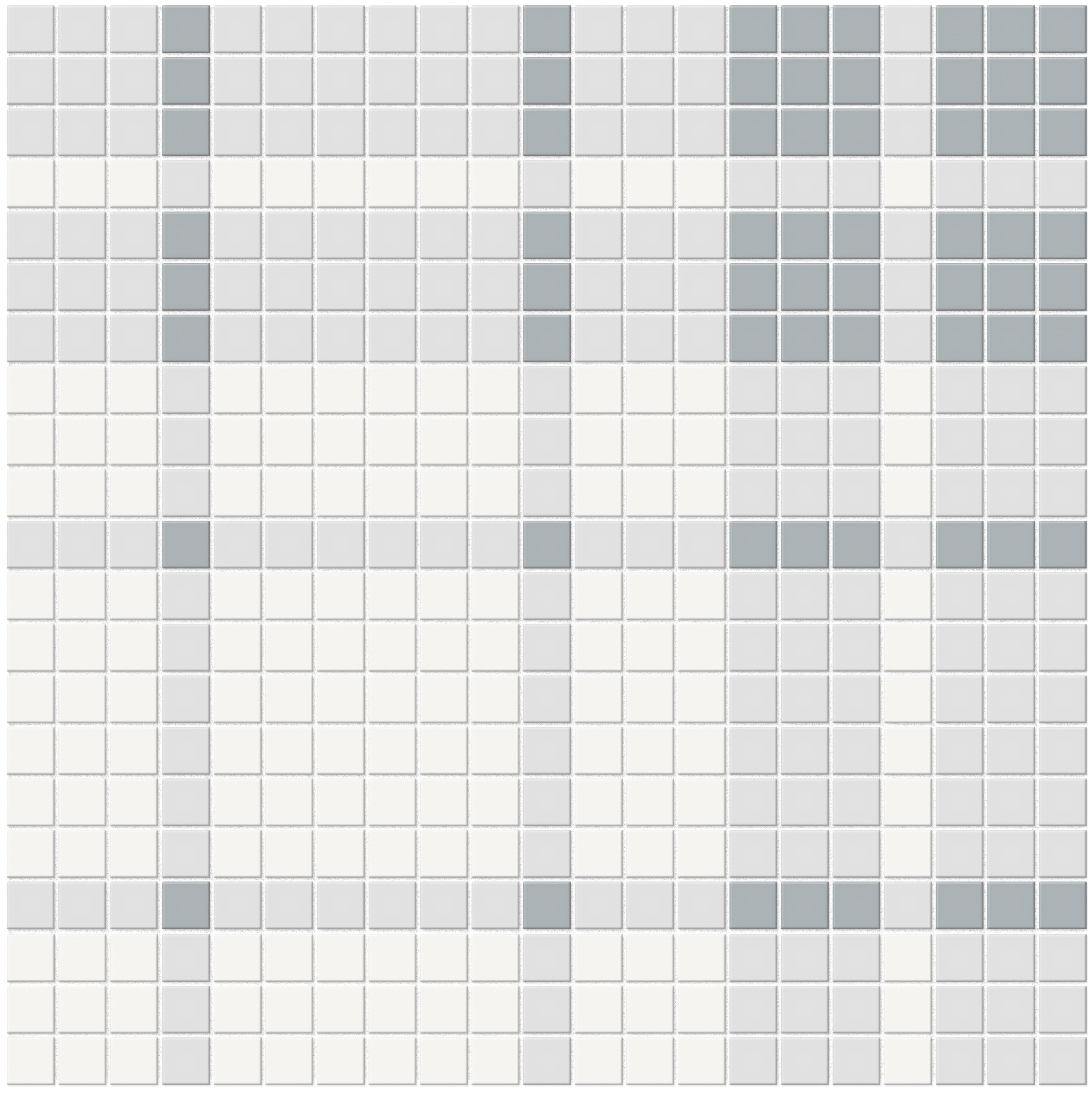 Soho Afternoon Blend porcelain mosaic by Anatolia, top-down product view, 13 11/32"×13 11/32"×1/4" size. Malaysian porcelain for floors and walls.