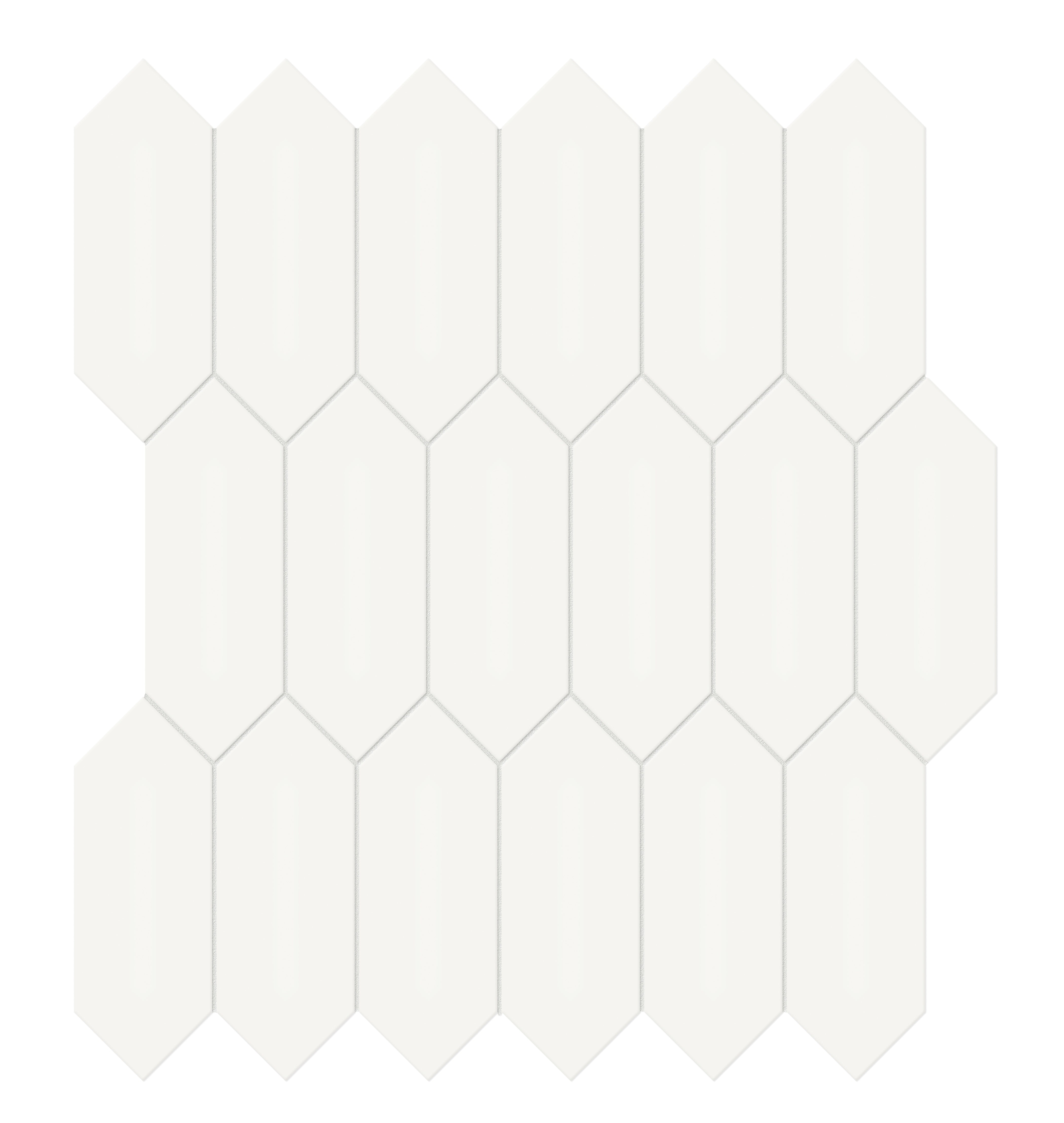 Soho Canvas White porcelain mosaic by Anatolia, top-down product view, 11 3/16"×12 17/32"×1/4" size. Malaysian porcelain for floors and walls.
