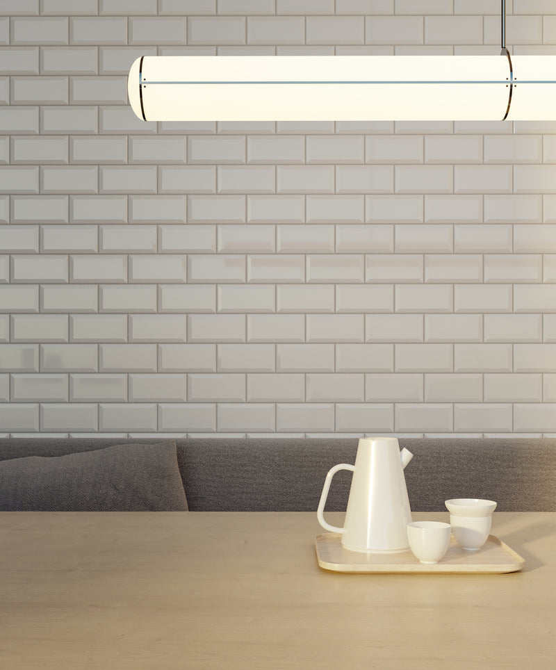 Anatolia Soho Canvas White glossy tile in a room setting — available at Surface Group lifestyle image