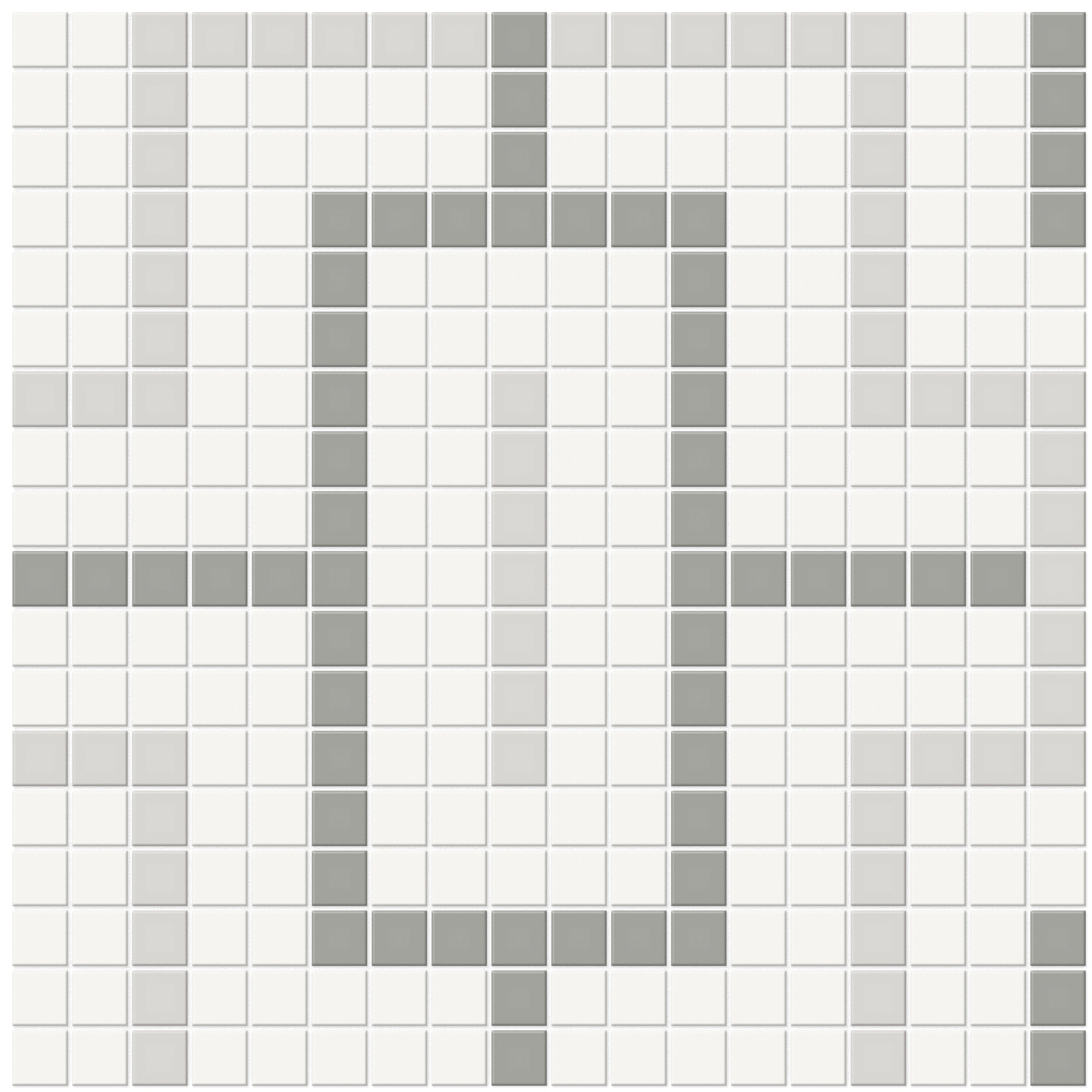 Soho Evening Blend porcelain mosaic by Anatolia, top-down product view, 11 13/32"×11 13/32"×1/4" size. Malaysian porcelain for floors and walls.