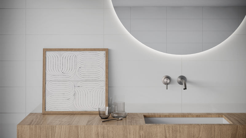 Anatolia Soho Gallery Grey glossy tile in a room setting — available at Surface Group lifestyle image
