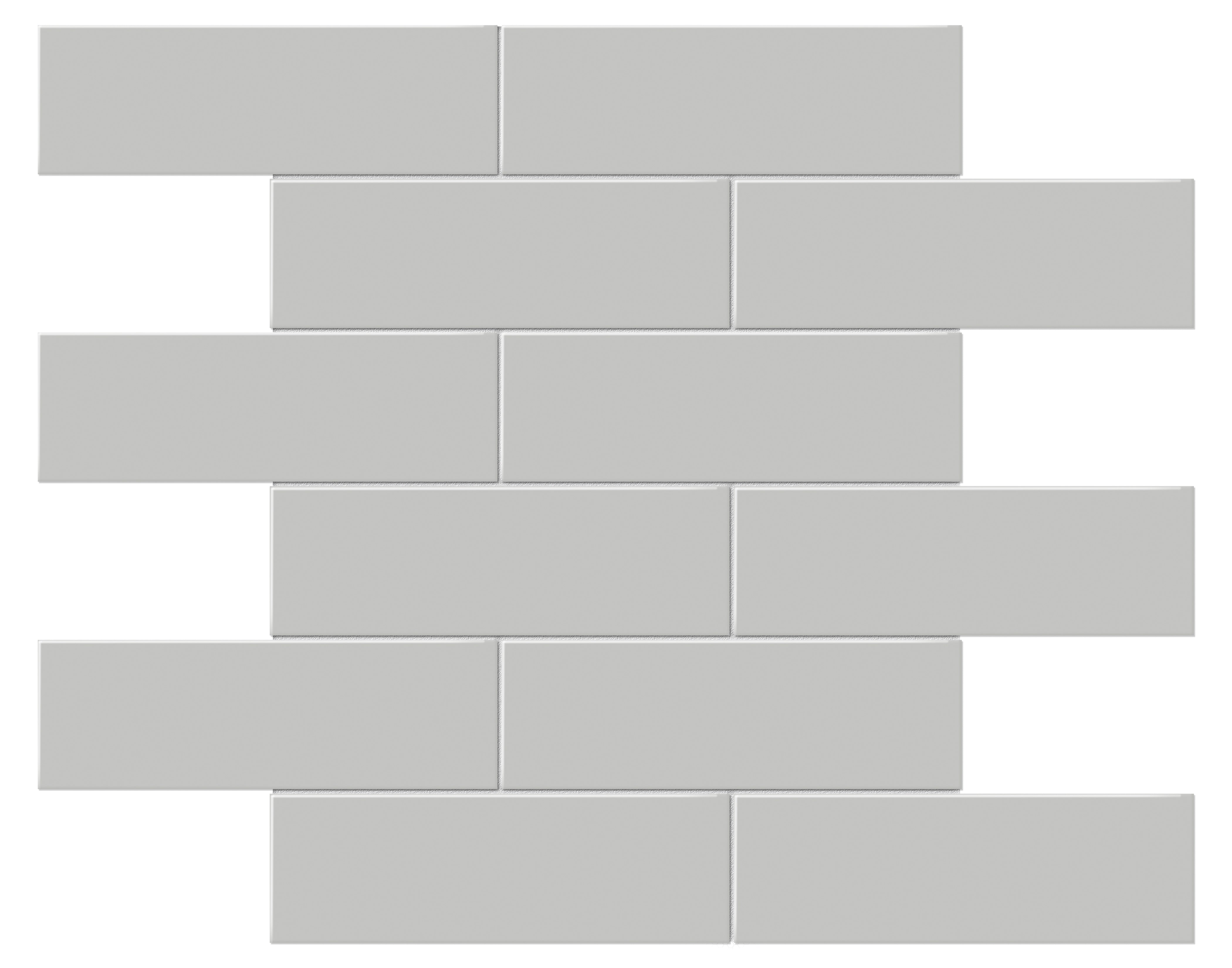 Soho Loft Grey porcelain mosaic by Anatolia, top-down product view, 11 21/32"×11 23/32"×1/4" size. Malaysian porcelain for floors and walls.