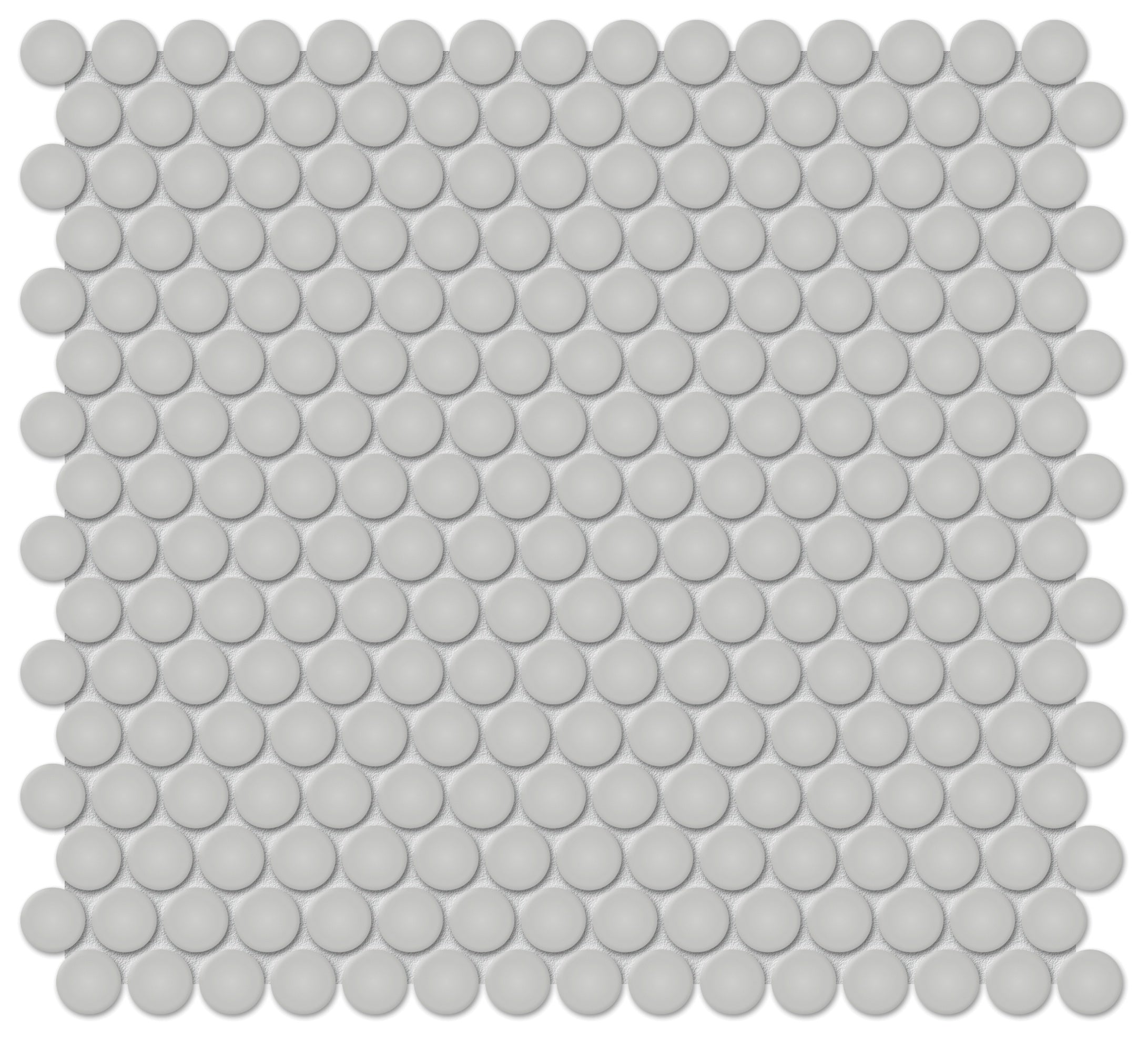Soho Loft Grey porcelain mosaic by Anatolia, top-down product view, 11 3/8"×12 5/16"×1/4" size. Malaysian porcelain for floors and walls.