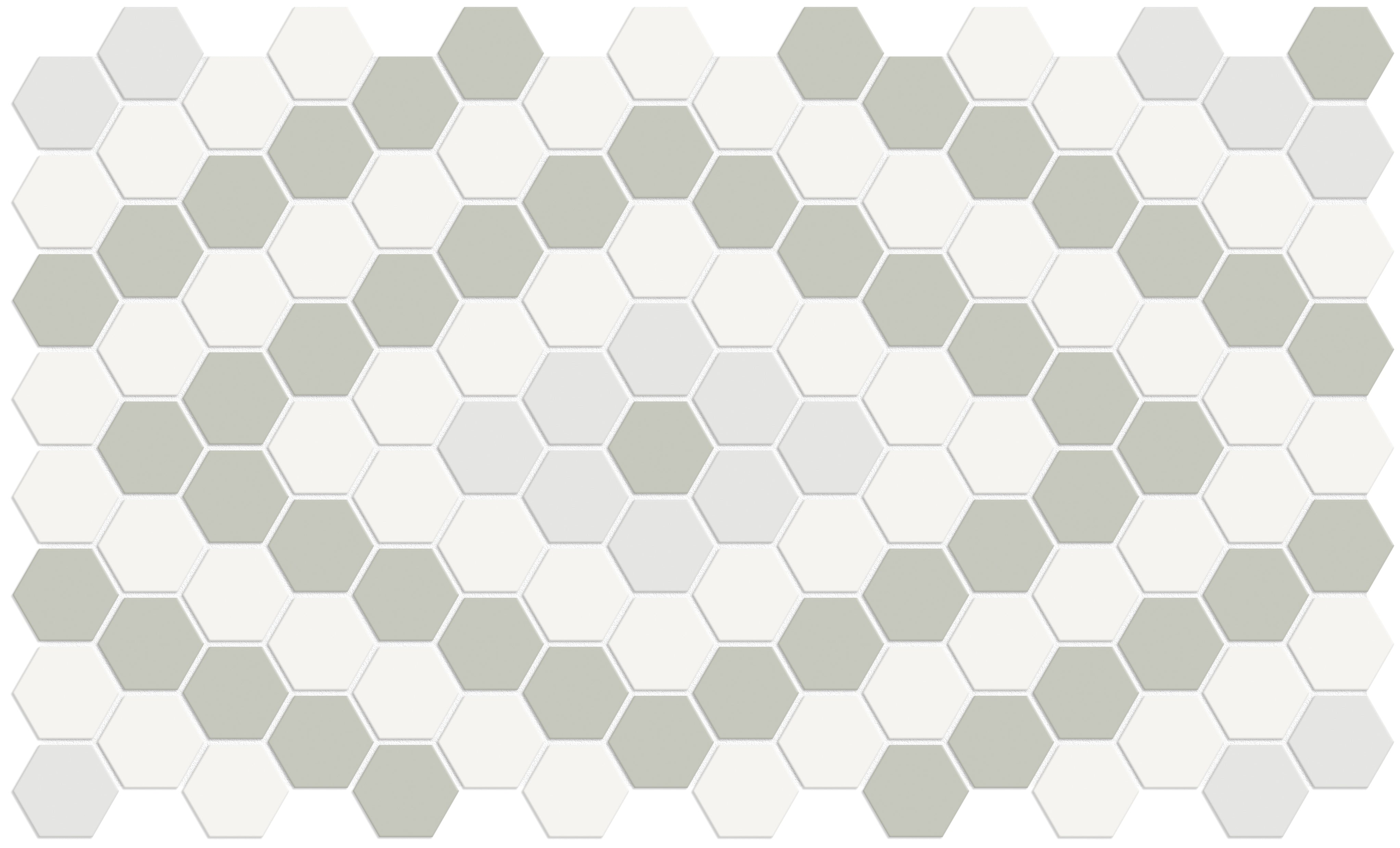 Soho Morning Blend porcelain mosaic by Anatolia, top-down product view, 7 11/16"×13 5/16"×1/4" size. Malaysian porcelain for floors and walls.