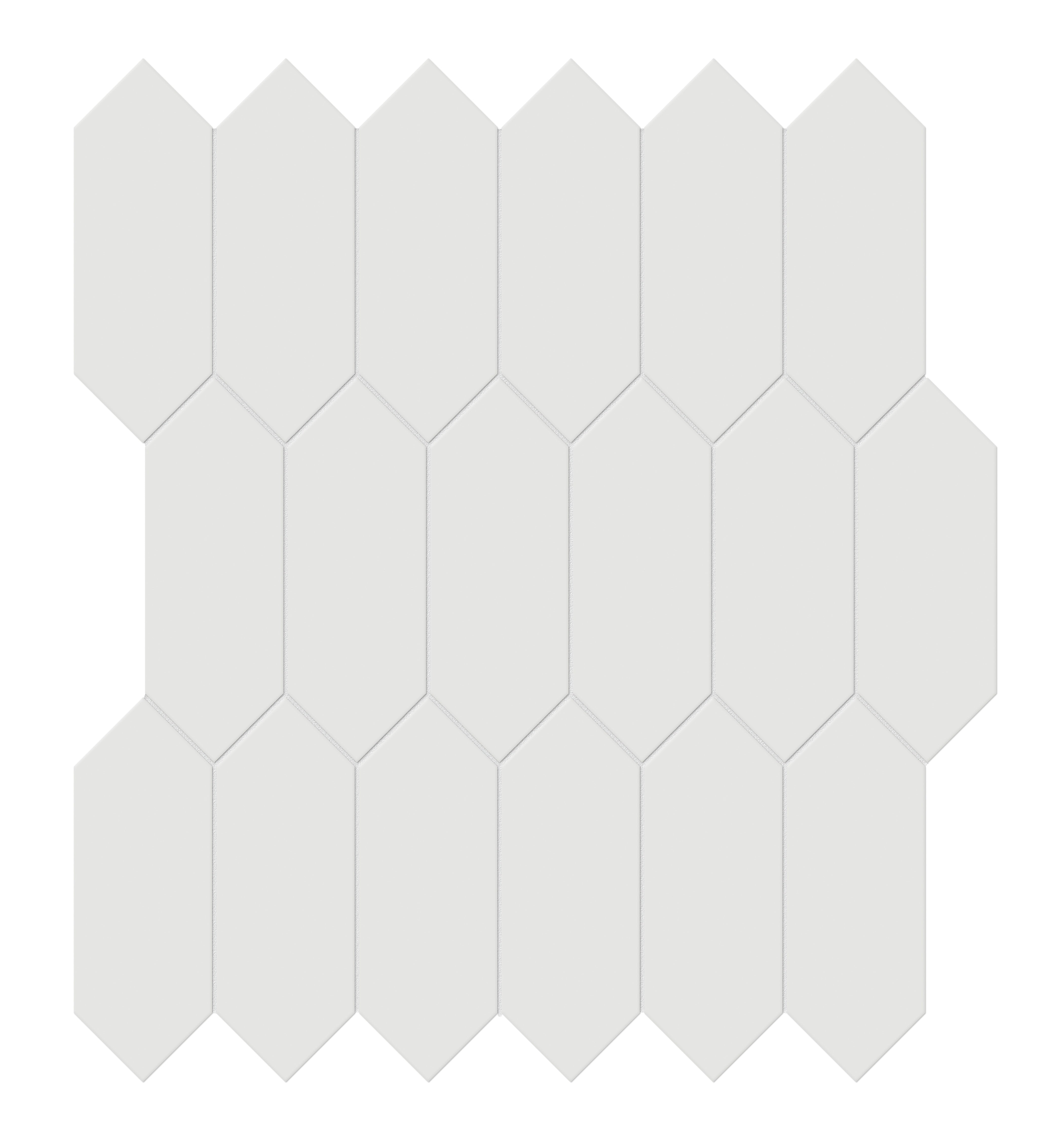 Soho Vintage Grey porcelain mosaic by Anatolia, top-down product view, 11 3/16"×12 17/32"×1/4" size. Malaysian porcelain for floors and walls.