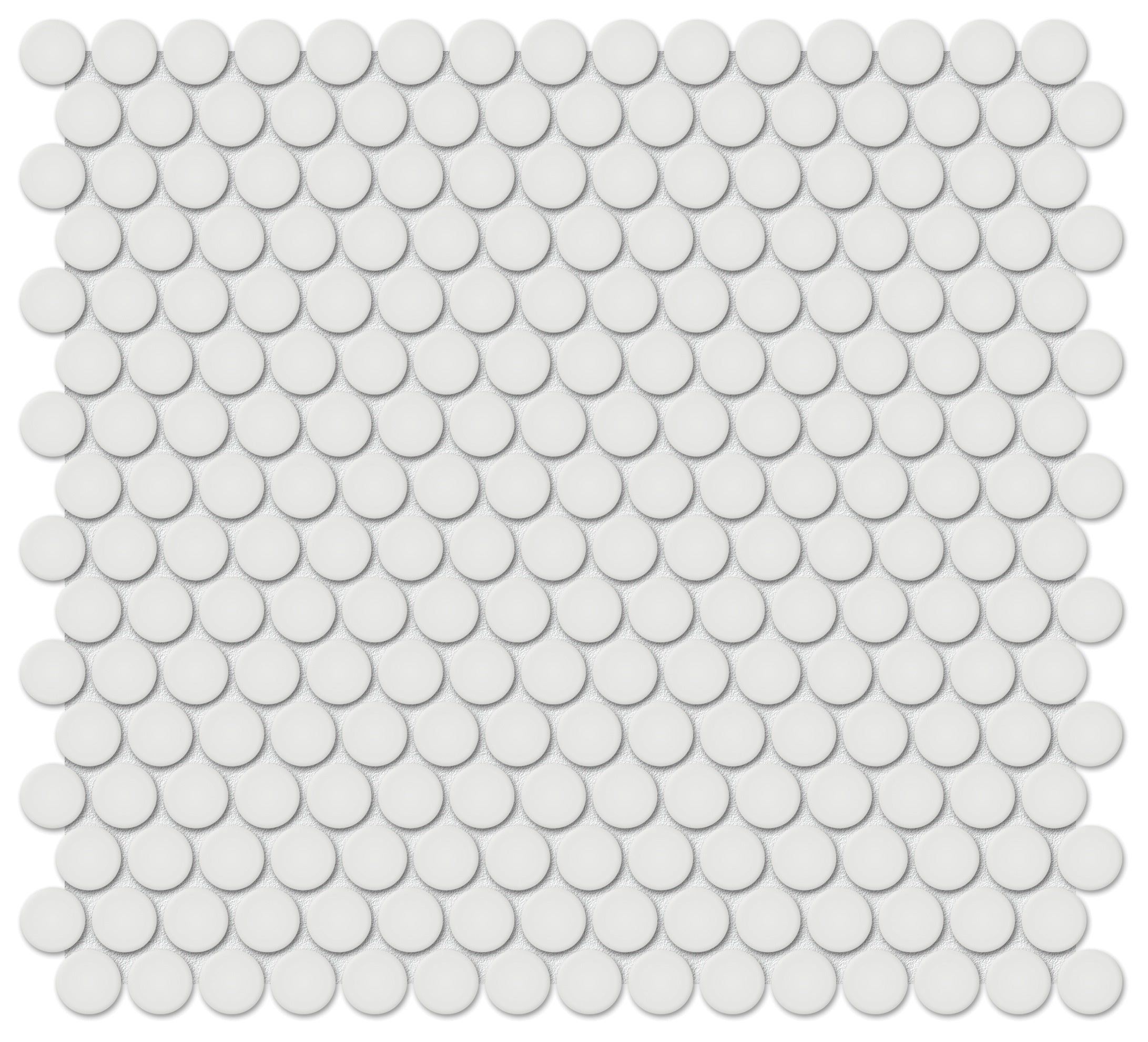 Soho Vintage Grey porcelain mosaic by Anatolia, top-down product view, 11 3/8"×12 5/16"×1/4" size. Malaysian porcelain for floors and walls.