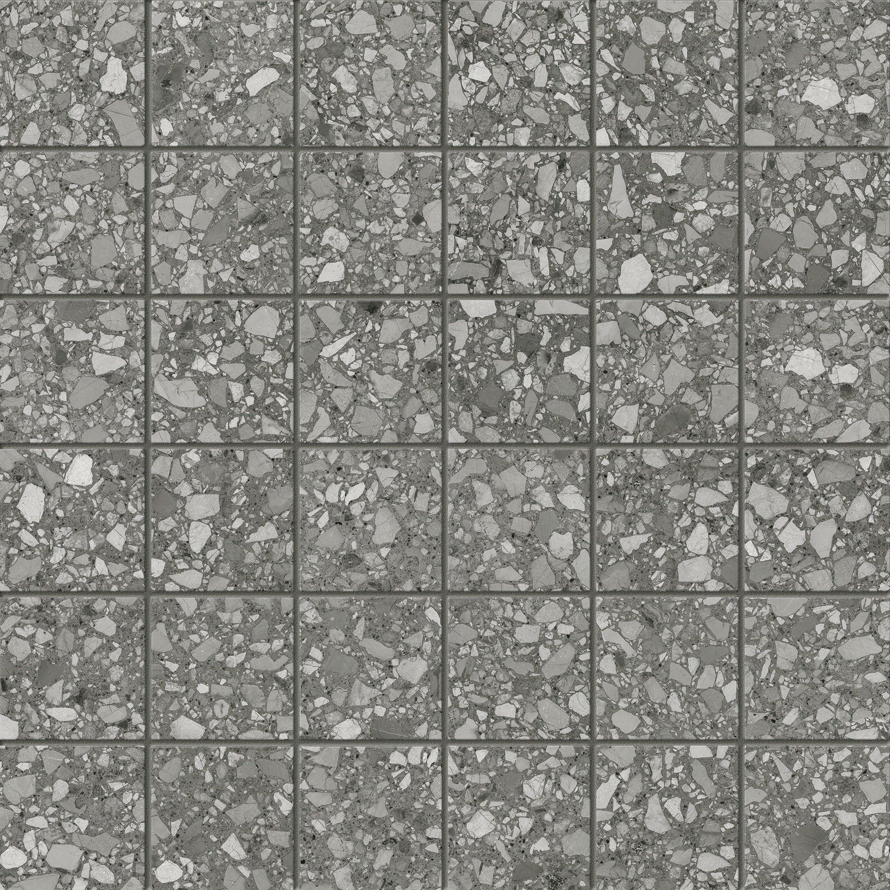 Station Shadow porcelain mosaic by Anatolia, top-down product view, 11 25/32"×11 25/32"×11/32" size. Turkish porcelain for floors and walls.