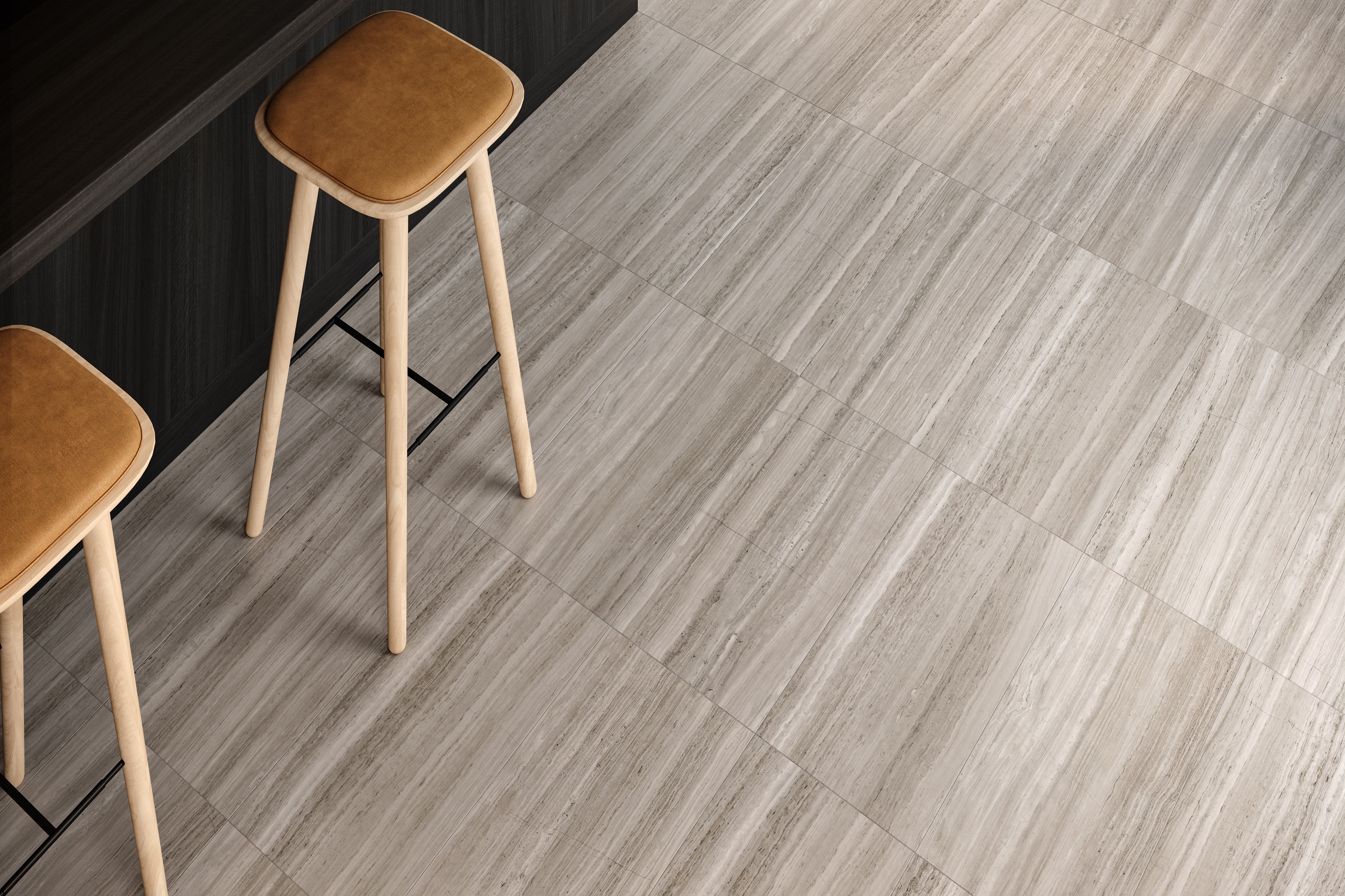Strada Mist limestone trim by Anatolia, top-down product view, 1/2"×12"×5/8" size. Chinese limestone for floors and walls.