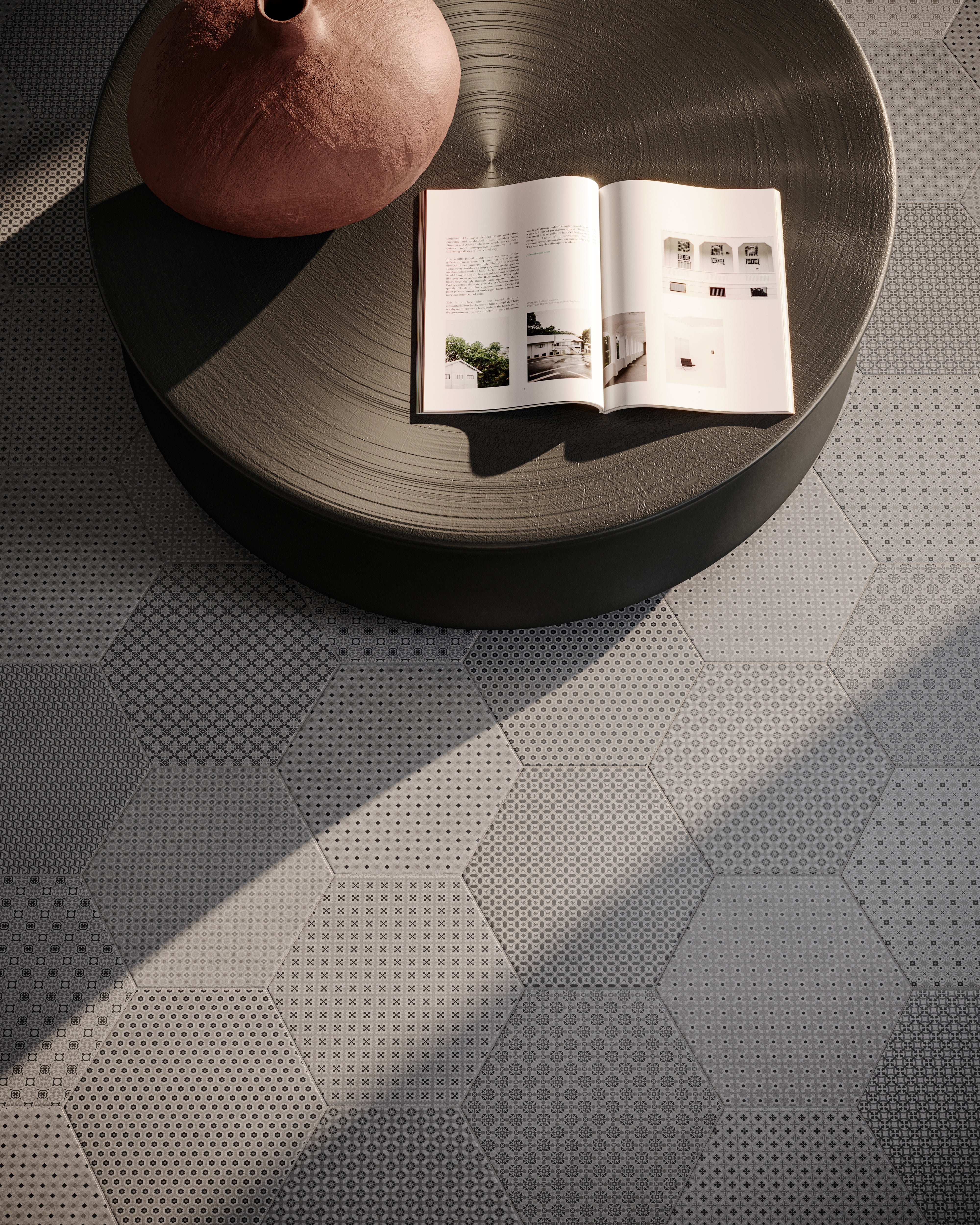 Tapestri Cashmere Blend porcelain field tile by Anatolia, top-down product view, 8 1/2"×9 27/32"×11/32" size. Turkish porcelain for floors and walls.