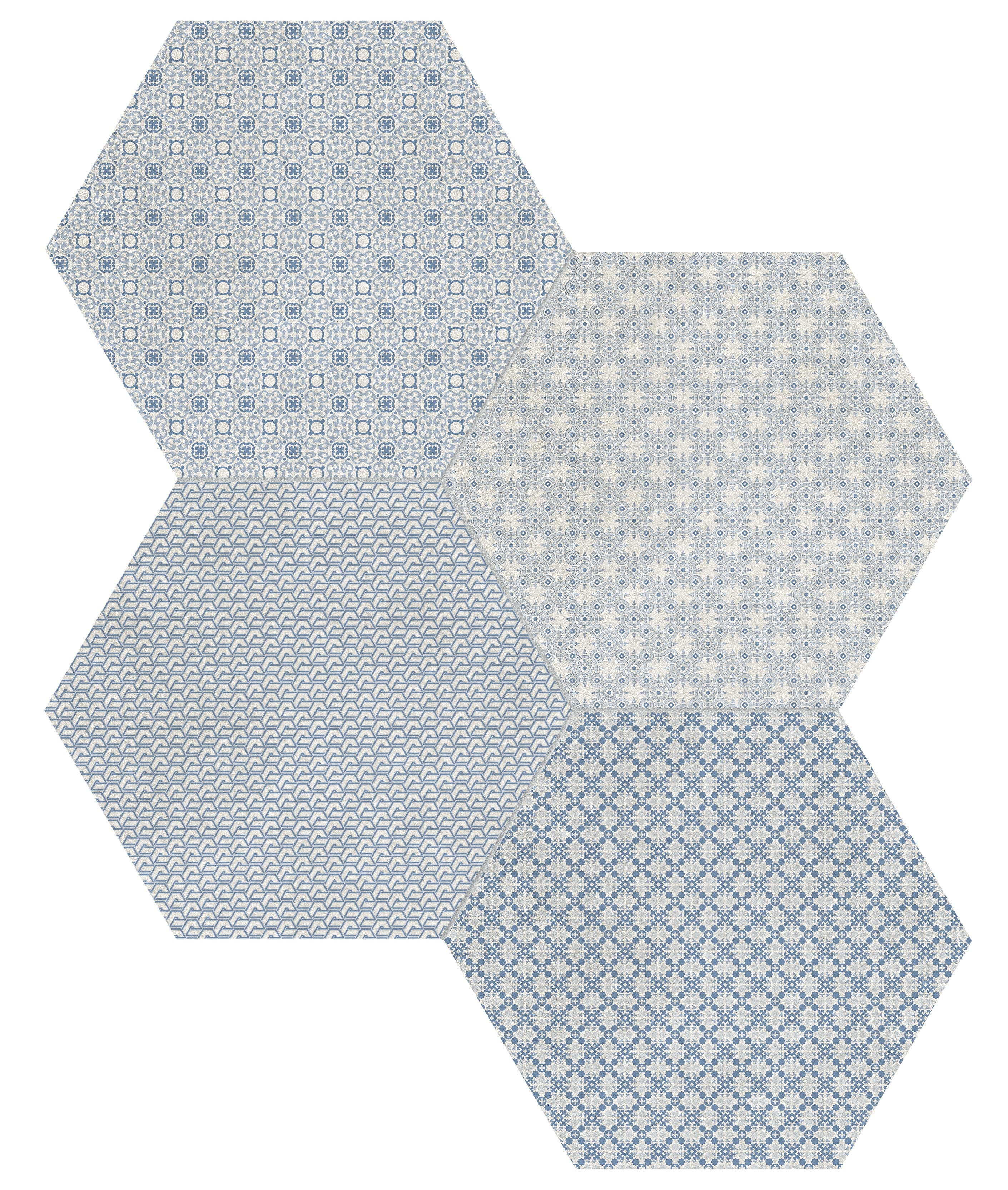 Tapestri Denim Blend porcelain field tile by Anatolia, top-down product view, 8 1/2"×9 27/32"×11/32" size. Turkish porcelain for floors and walls.