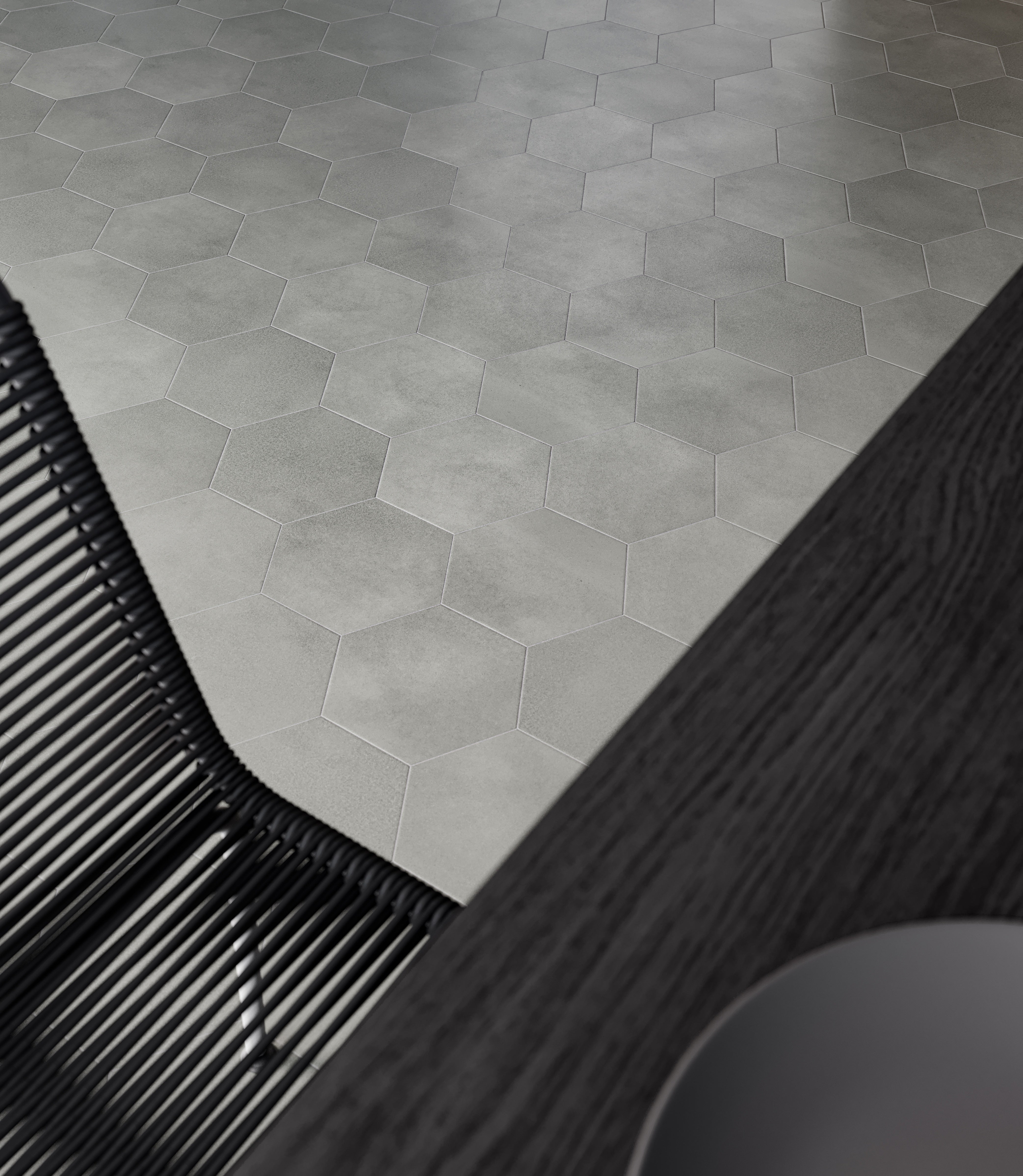 Tapestri Wool porcelain field tile by Anatolia, top-down product view, 8 1/2"×9 27/32"×11/32" size. Turkish porcelain for floors and walls.