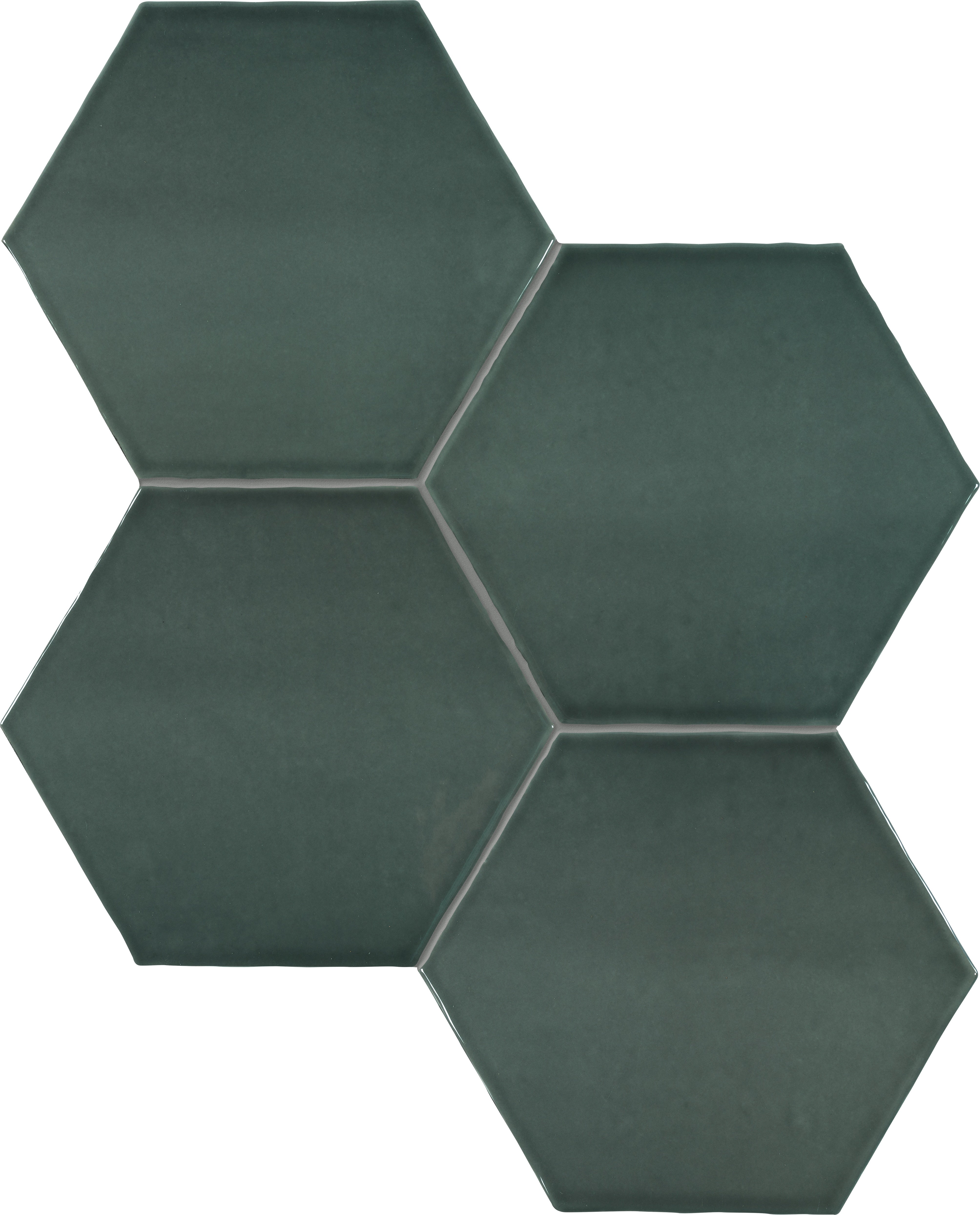 TERAMODA: Emerald Hexagon Hexagon Ceramic Field Tile (6"×6 13/16"×11/32" | Glossy | Pressed)