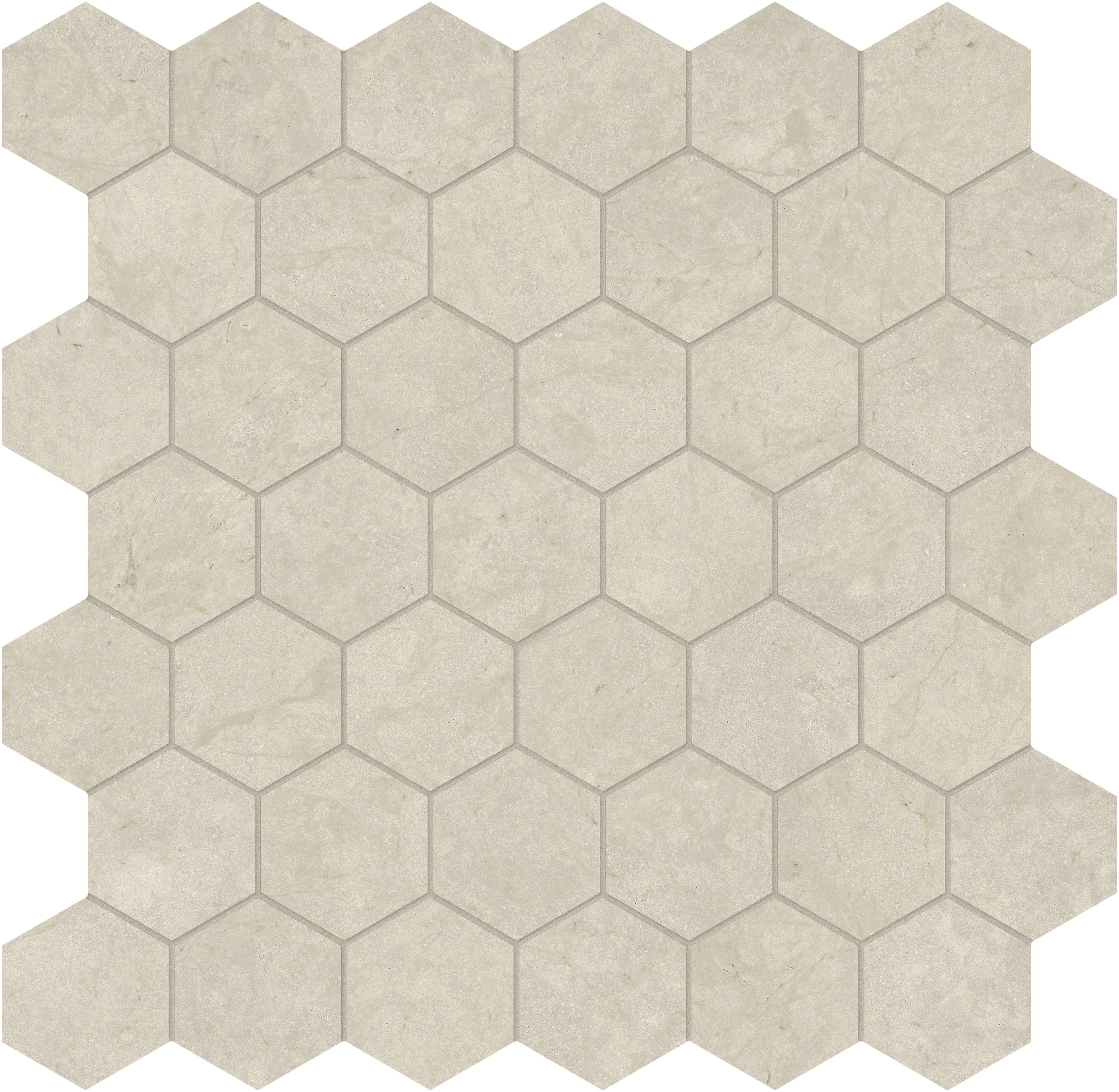 Tierra Halo limestone mosaic by Anatolia, top-down product view, 11 7/8"×12"×3/8" size. Turkish limestone for floors and walls.