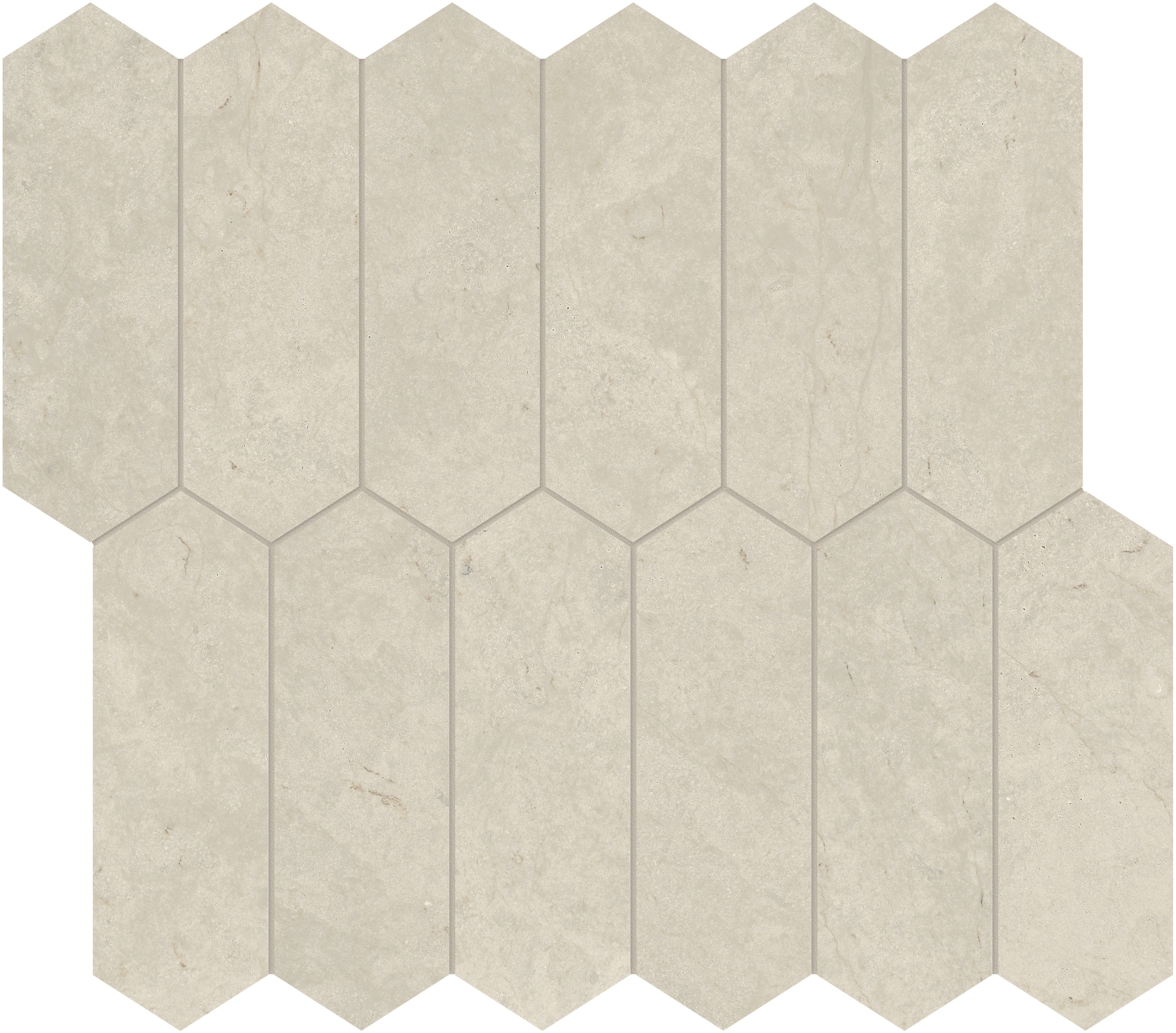 Tierra Halo limestone mosaic by Anatolia, top-down product view, 10 5/8"×11 13/16"×3/8" size. Turkish limestone for floors and walls.