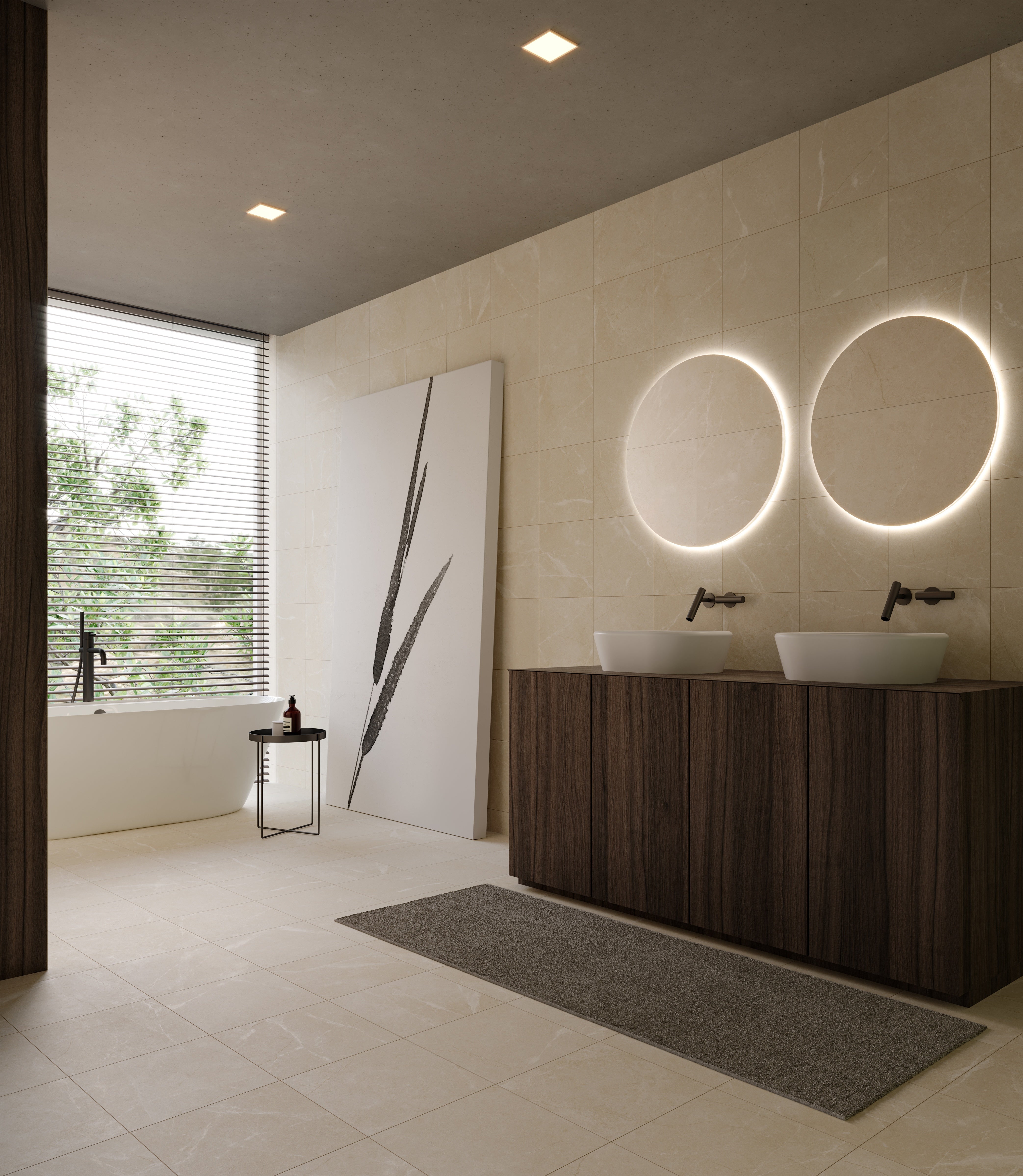 Torino Avorio porcelain trim by Anatolia, top-down product view, 3"×12"×11/32" size. Turkish porcelain for floors and walls.