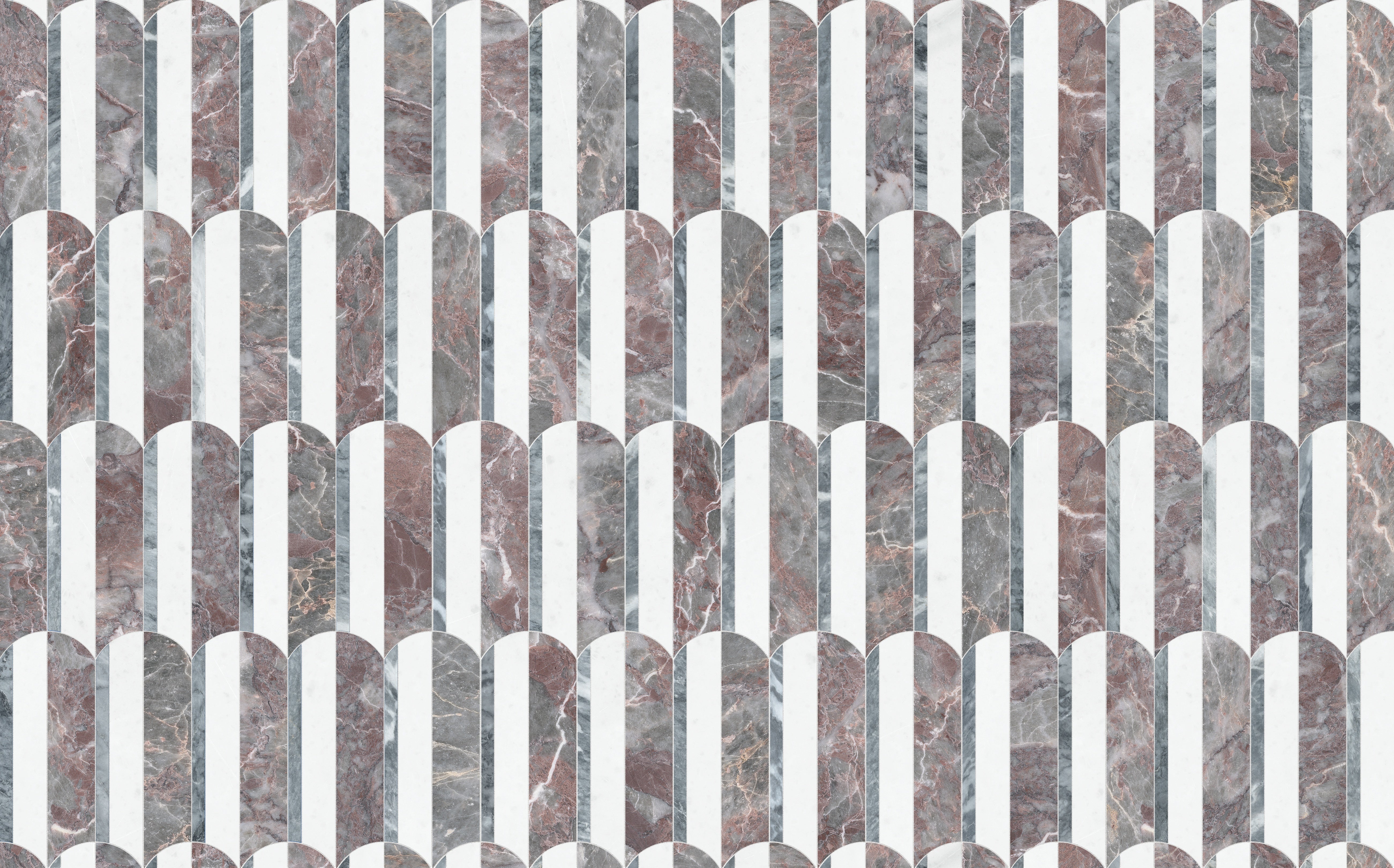 Utopio Blush mixed mosaic by Anatolia, top-down product view, 10 15/32"×11 15/16"×3/8" size. Turkish mixed for floors and walls.