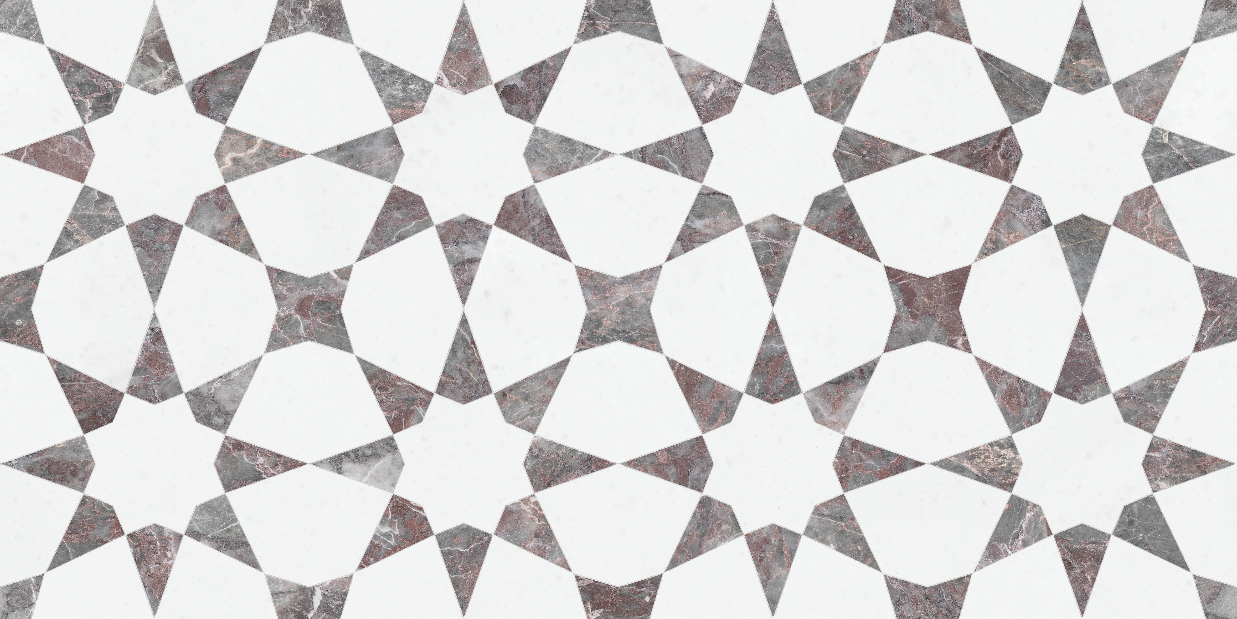 Utopio Burgundy mixed mosaic by Anatolia, top-down product view, 8 5/8"×8 21/32"×3/8" size. Turkish mixed for floors and walls.