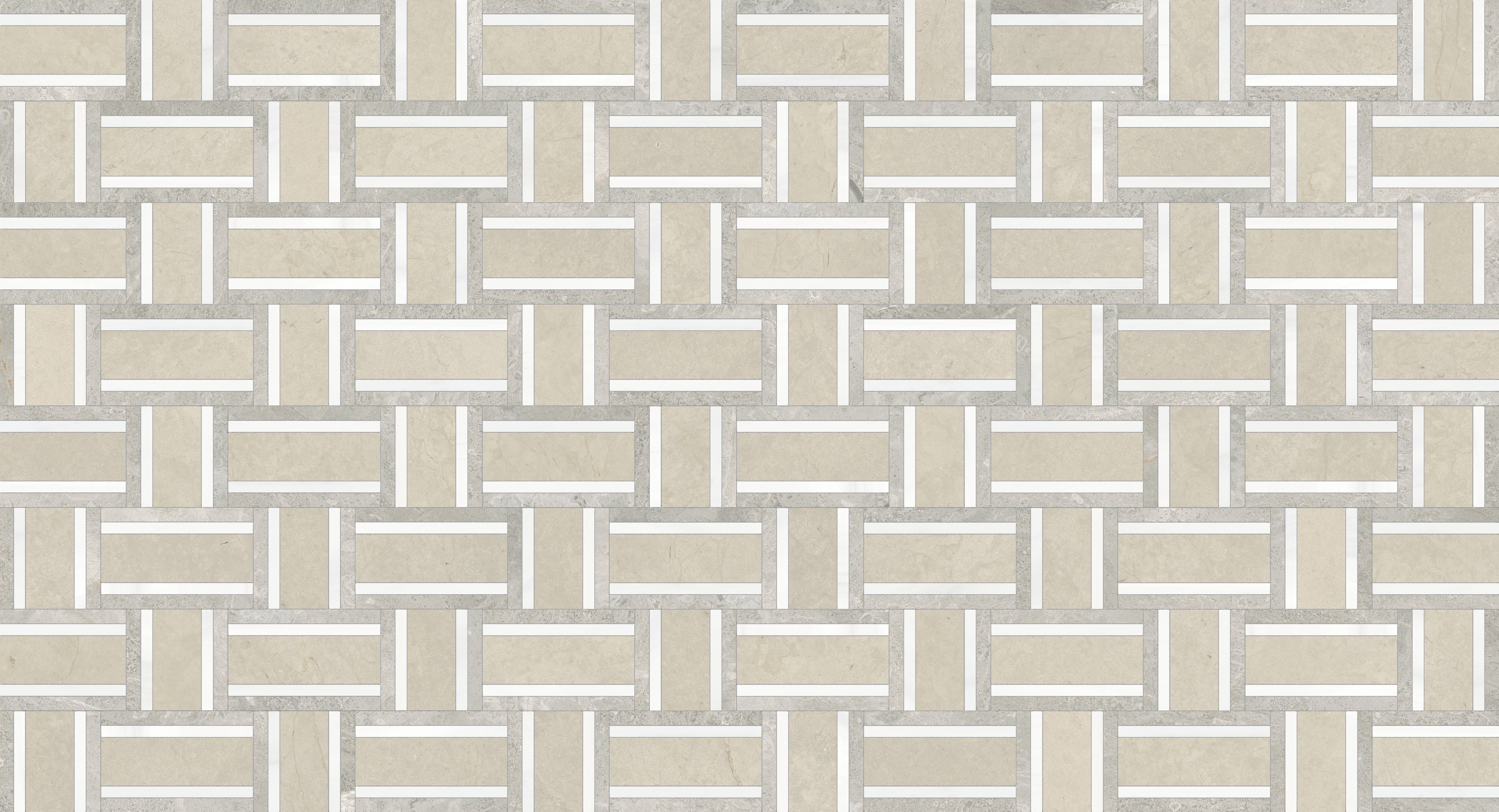Utopio Clay mixed mosaic by Anatolia, top-down product view, 11 13/16"×14 3/4"×3/8" size. Turkish mixed for floors and walls.