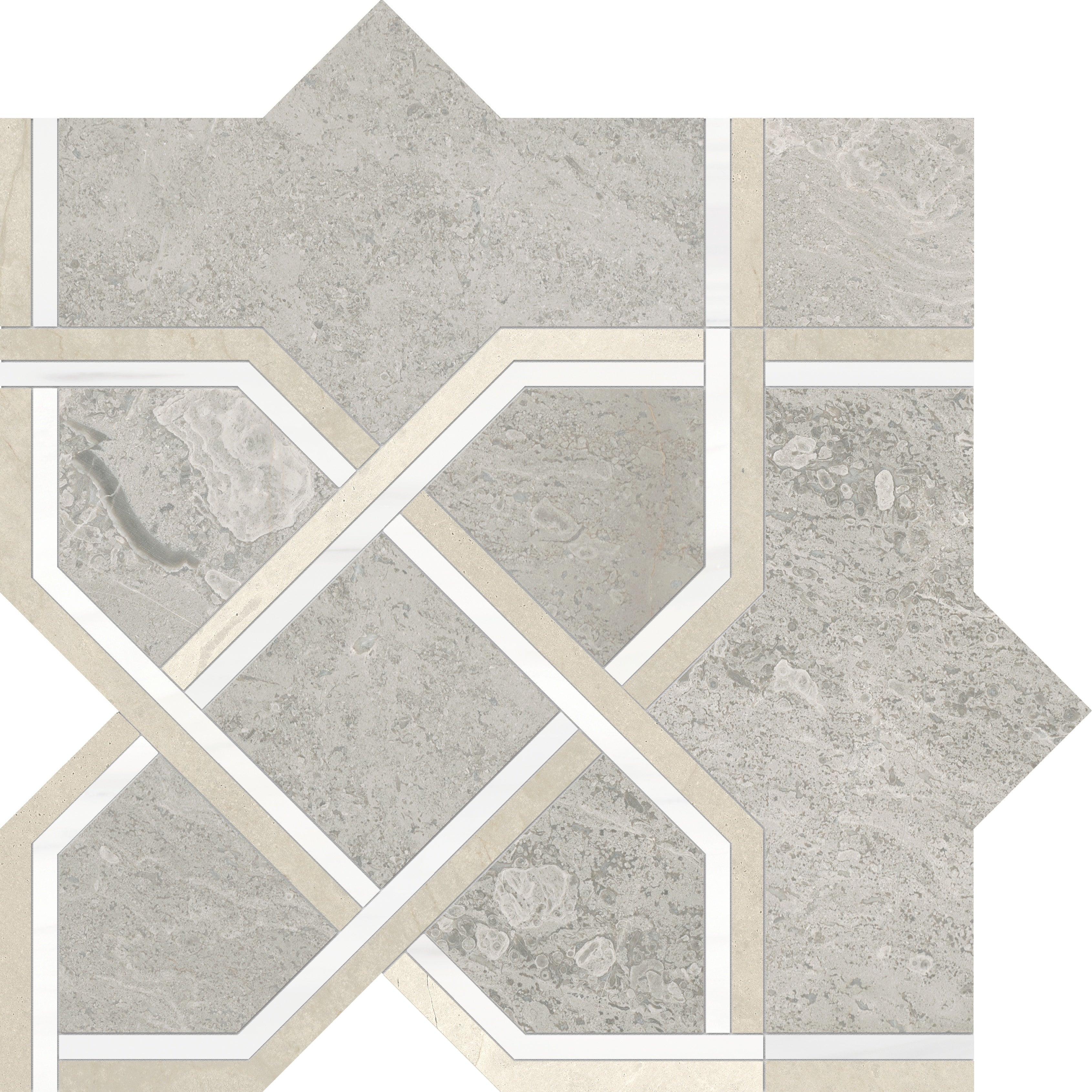 Utopio Clay mixed mosaic by Anatolia, top-down product view, 10 1/32"×10 1/32"×3/8" size. Turkish mixed for floors and walls.