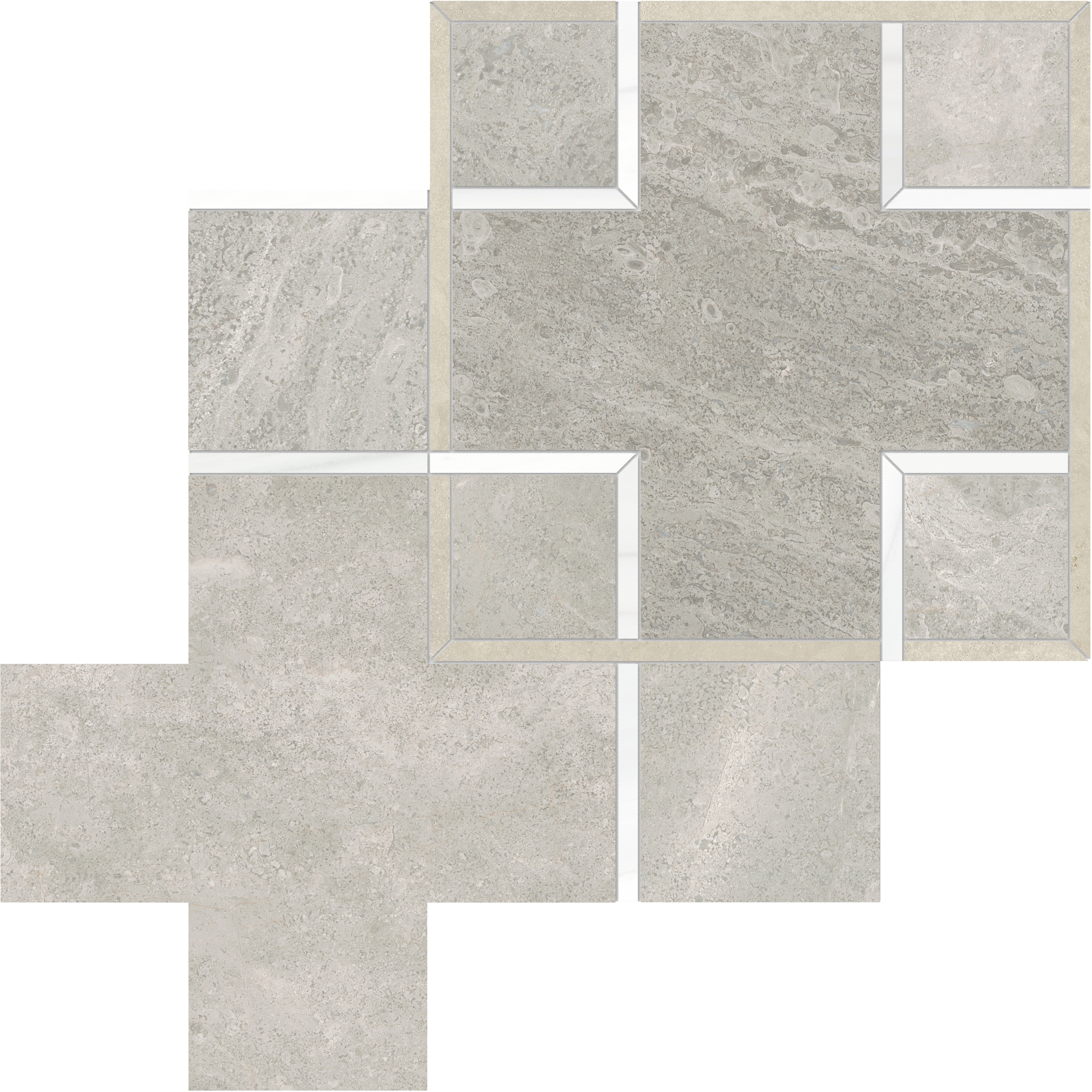 Utopio Clay mixed mosaic by Anatolia, top-down product view, 10 3/4"×10 3/4"×3/8" size. Turkish mixed for floors and walls.