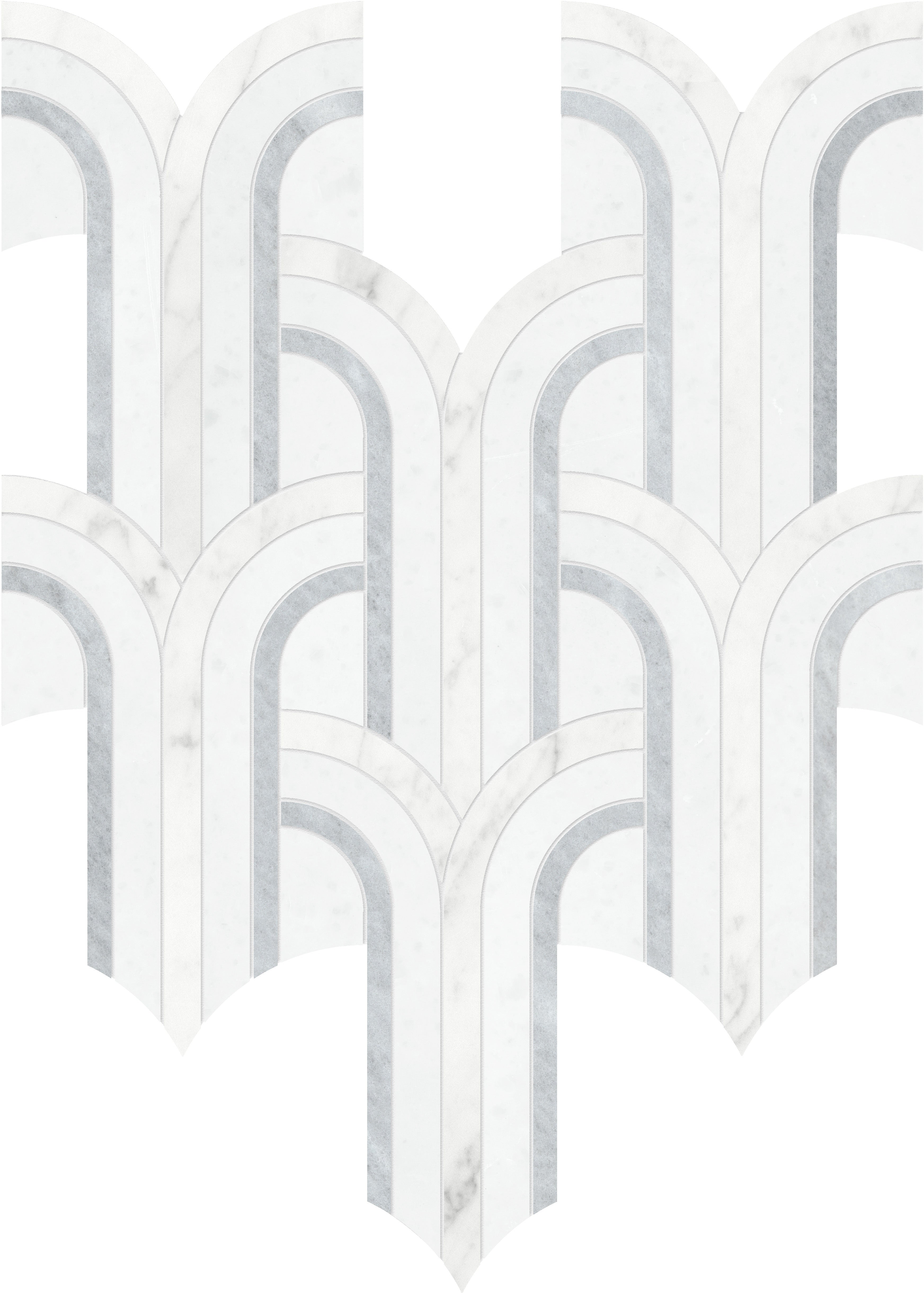 Utopio Dove mixed mosaic by Anatolia, top-down product view, 10 19/32"×11 15/16"×3/8" size. Turkish mixed for floors and walls.
