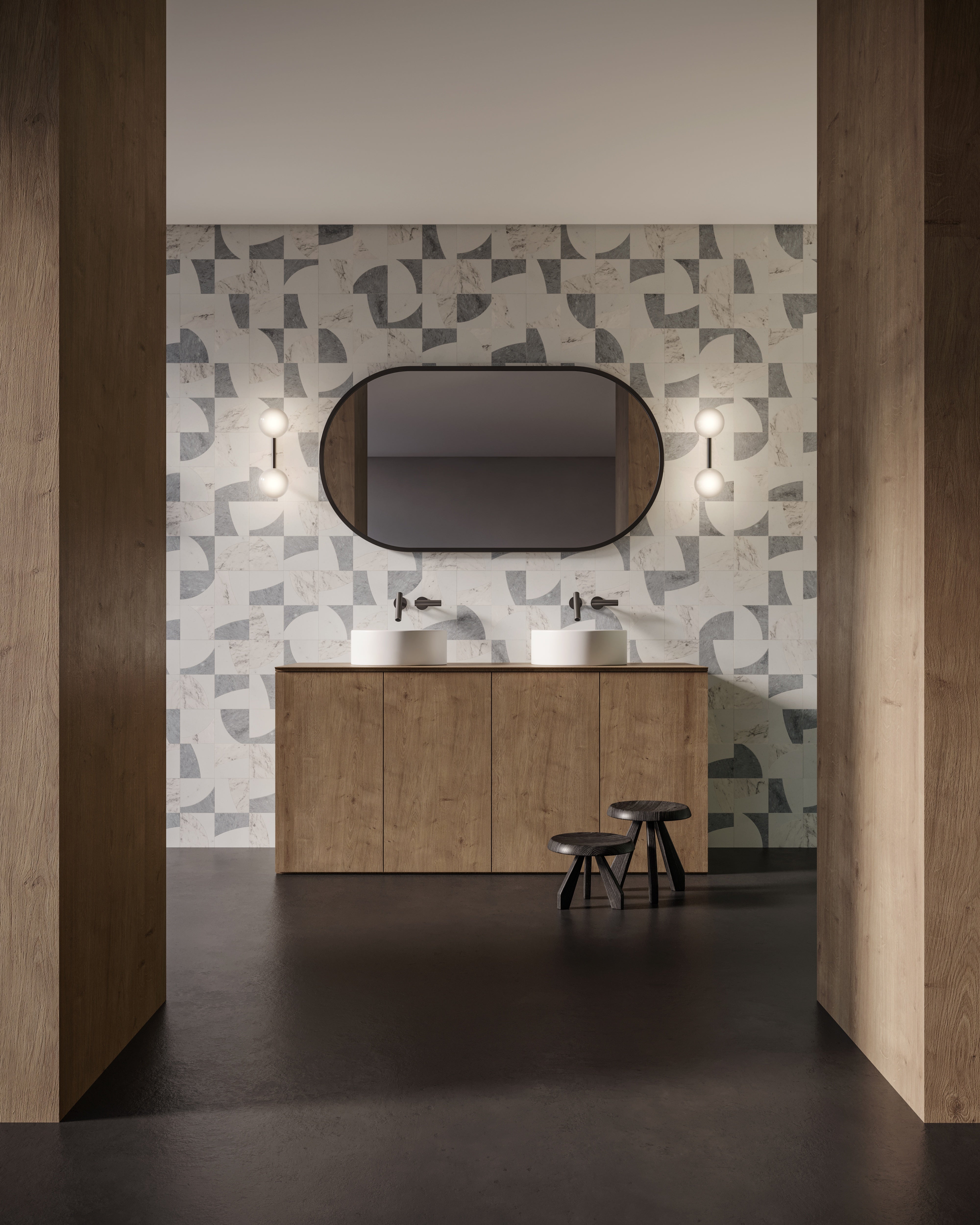 Utopio Dove mixed mosaic by Anatolia, top-down product view, 11 13/16"×14 3/4"×3/8" size. Turkish mixed for floors and walls.