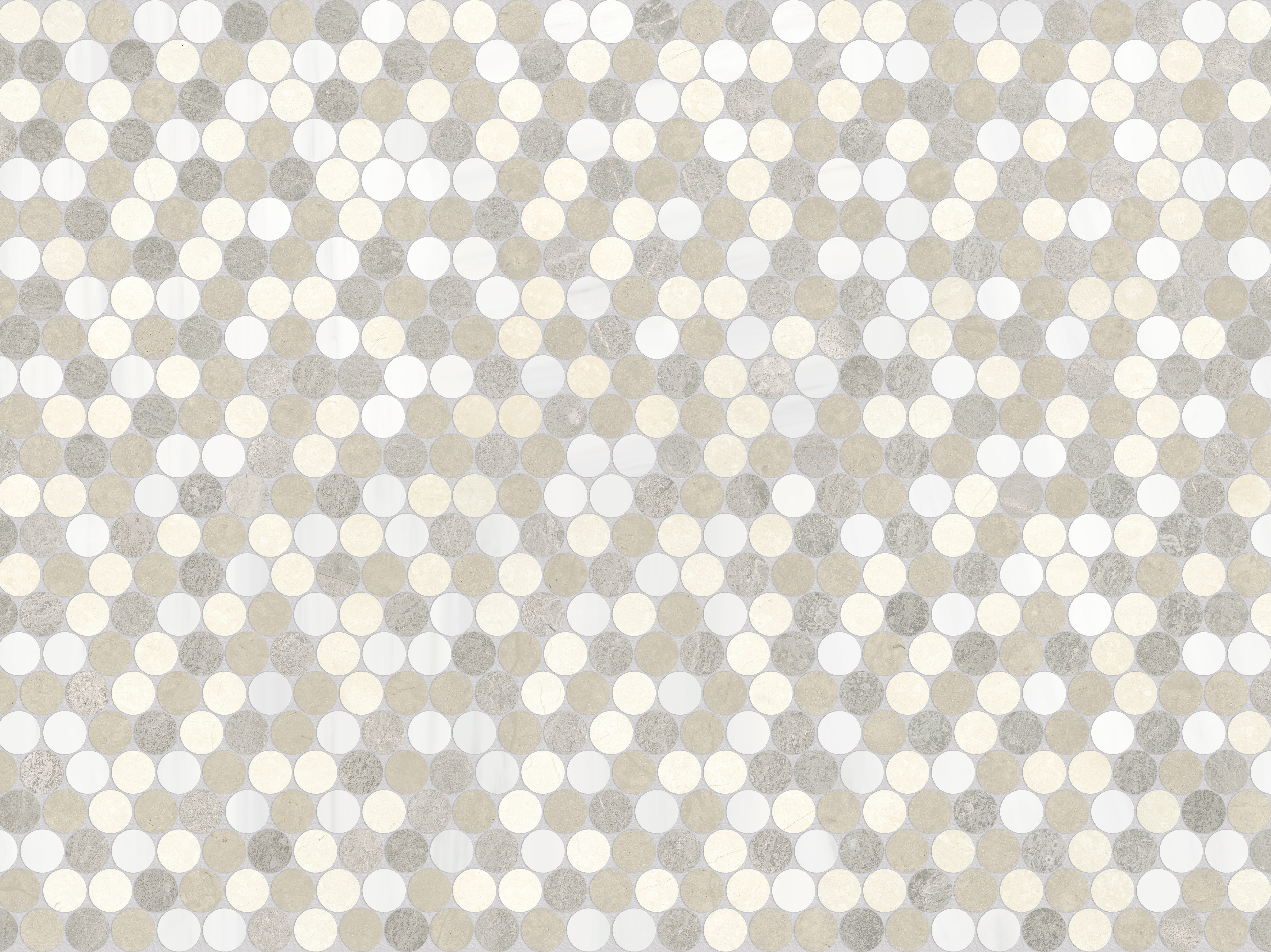 Utopio Dune mixed mosaic by Anatolia, top-down product view, 11 3/32"×12 7/8"×3/8" size. Turkish mixed for floors and walls.