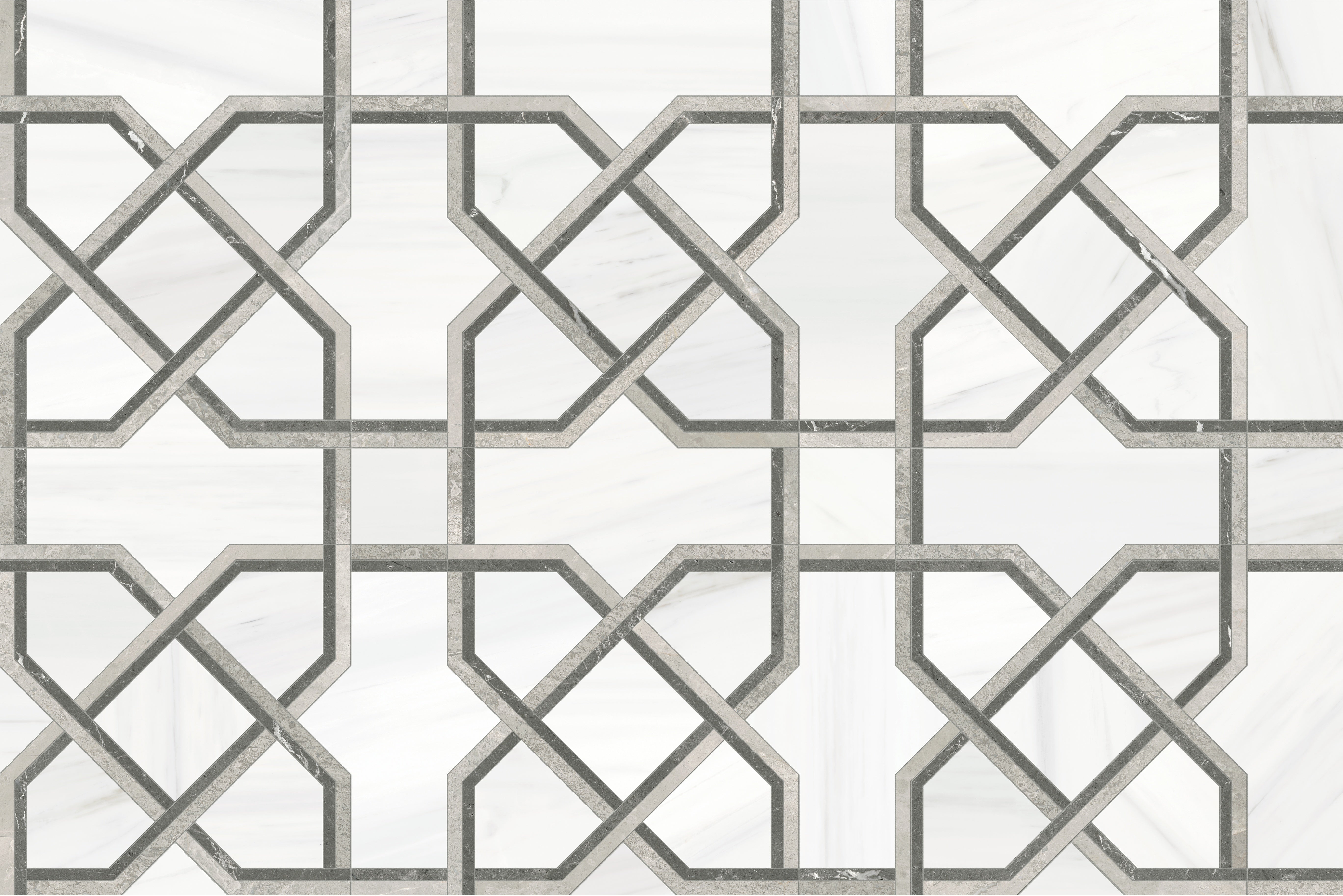 Utopio Mist mixed mosaic by Anatolia, top-down product view, 10 1/32"×10 1/32"×3/8" size. Turkish mixed for floors and walls.