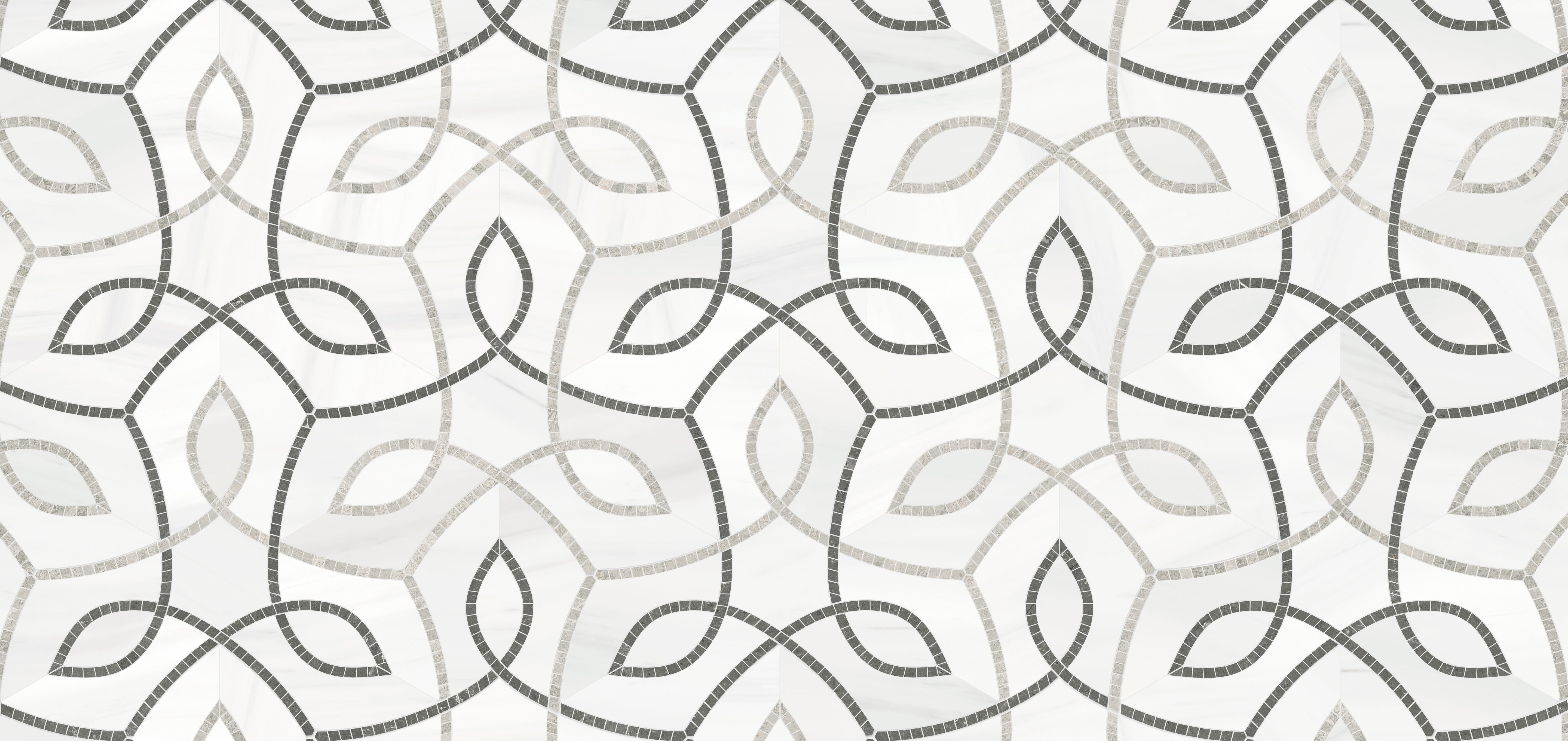 Utopio Mist mixed mosaic by Anatolia, top-down product view, 7 7/8"×13 19/32"×3/8" size. Turkish mixed for floors and walls.