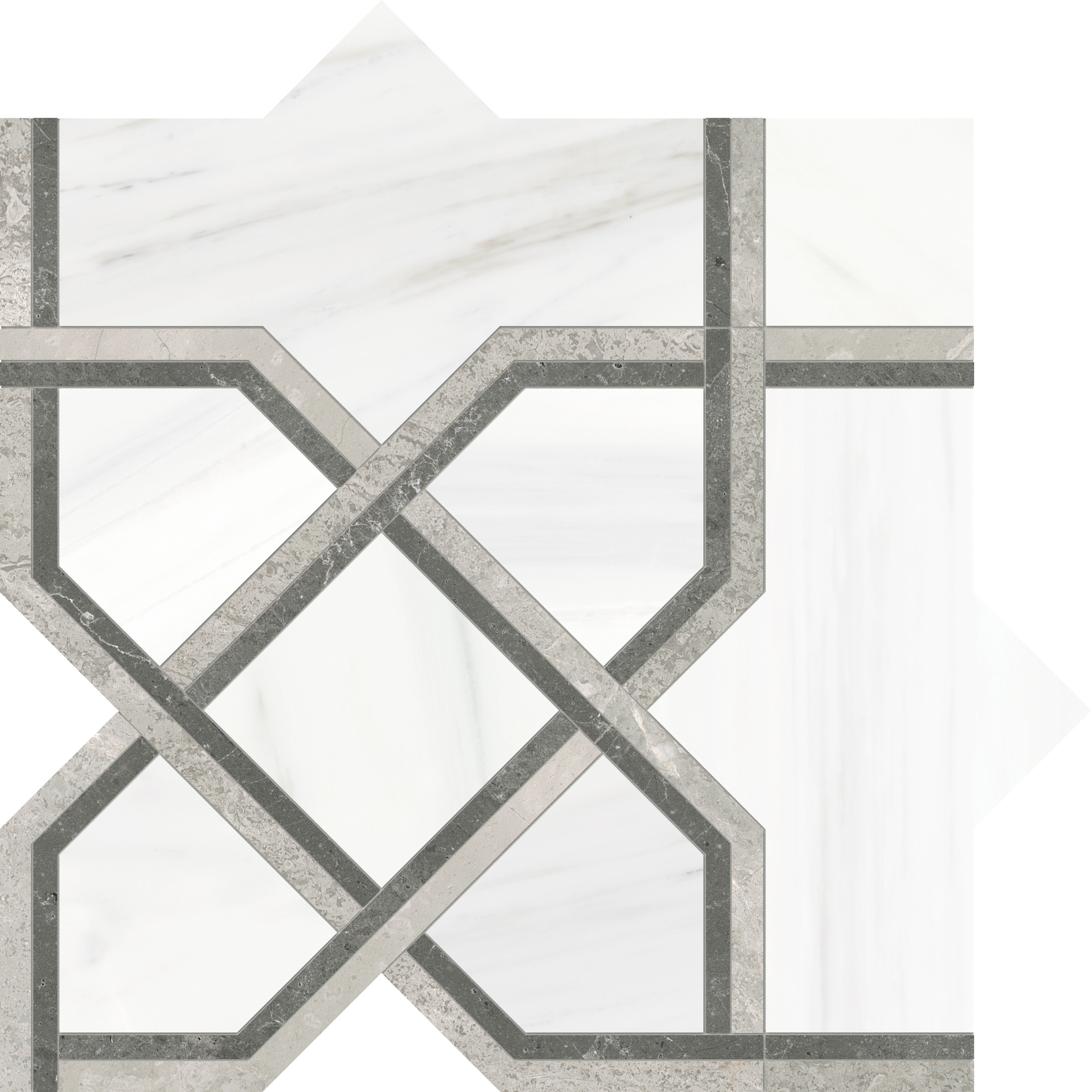 Utopio Mist mixed mosaic by Anatolia, top-down product view, 10 1/32"×10 1/32"×3/8" size. Turkish mixed for floors and walls.