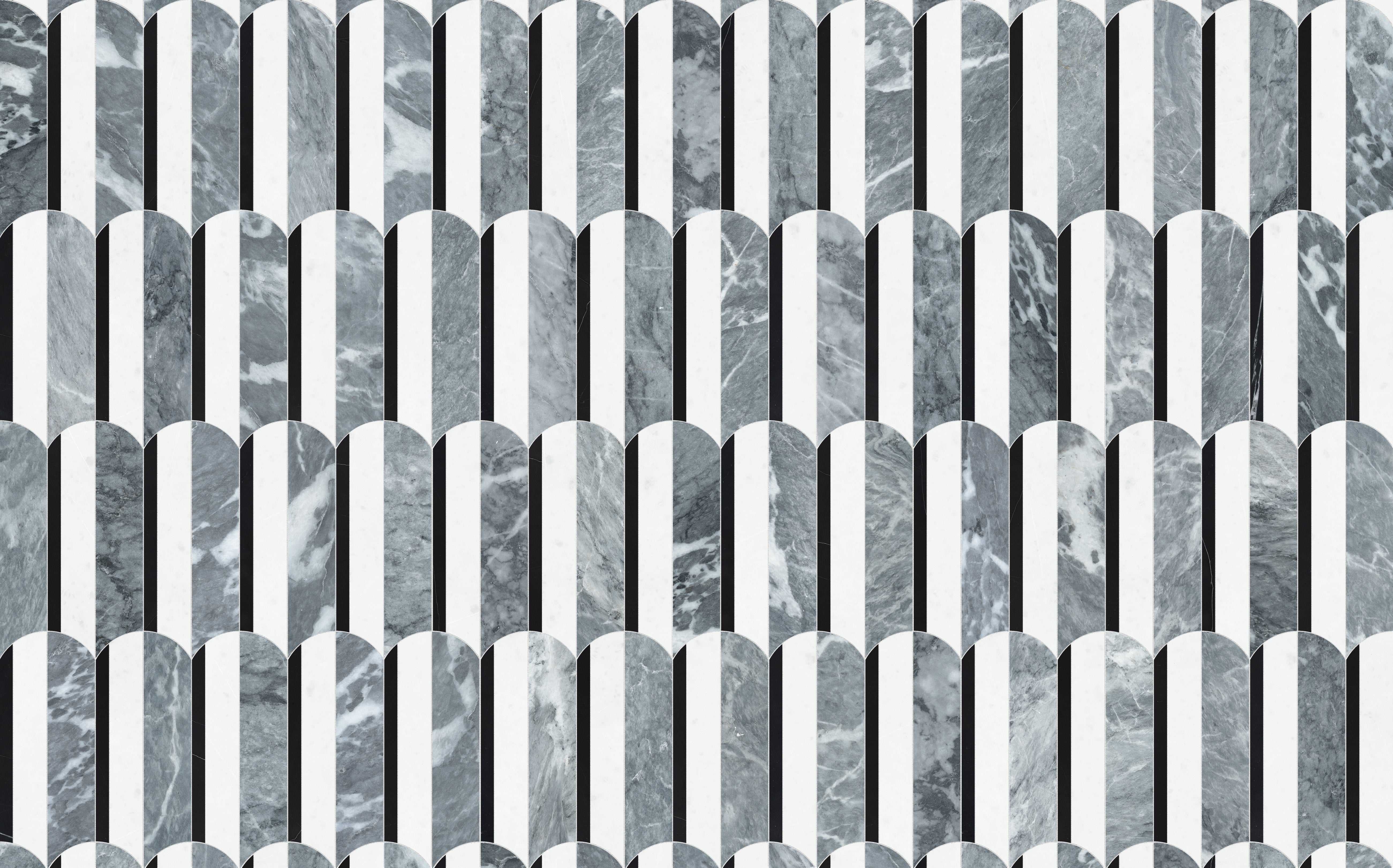 Utopio Monochromo mixed mosaic by Anatolia, top-down product view, 10 15/32"×11 15/16"×3/8" size. Turkish mixed for floors and walls.