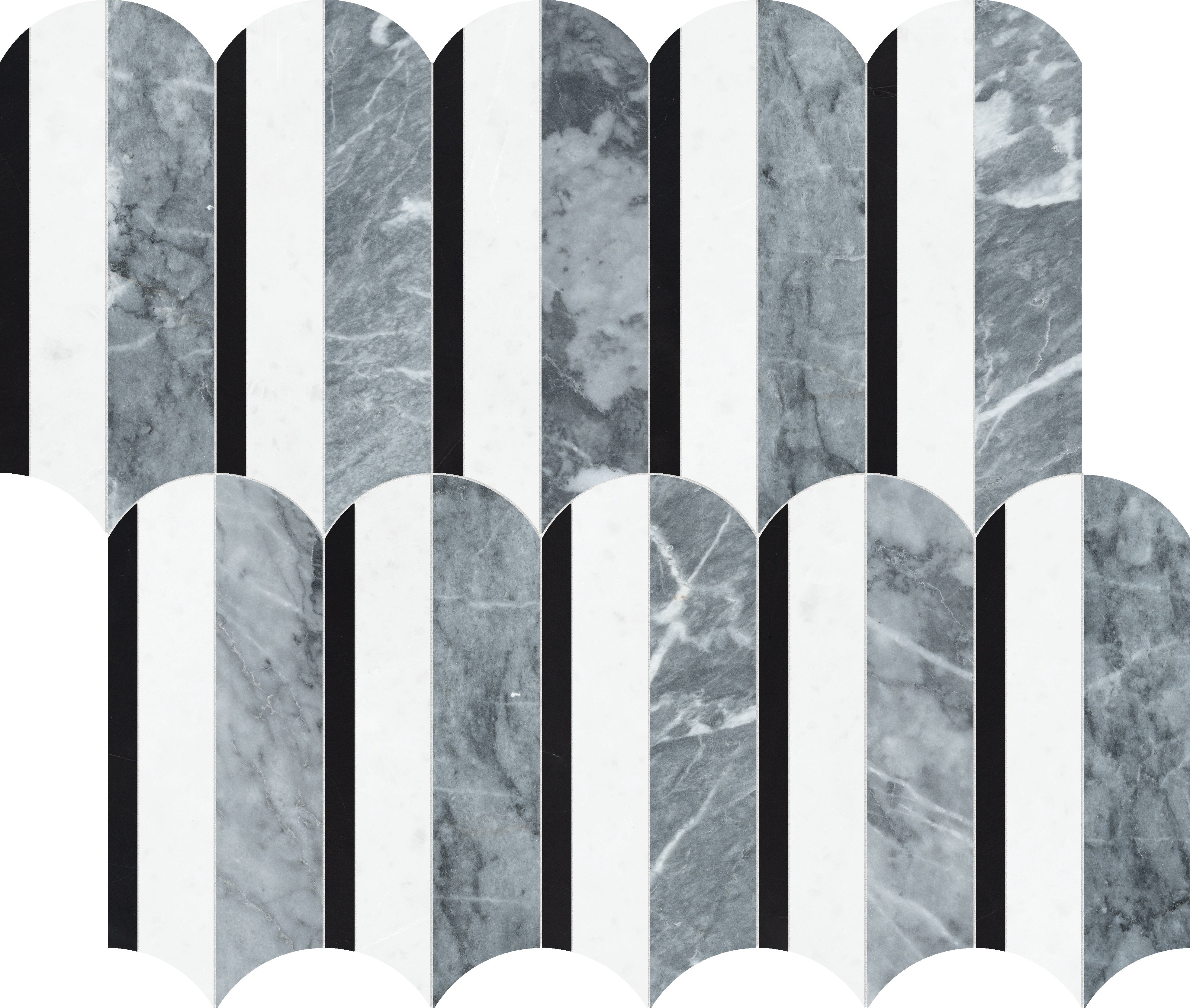 Utopio Monochromo mixed mosaic by Anatolia, top-down product view, 10 15/32"×11 15/16"×3/8" size. Turkish mixed for floors and walls.