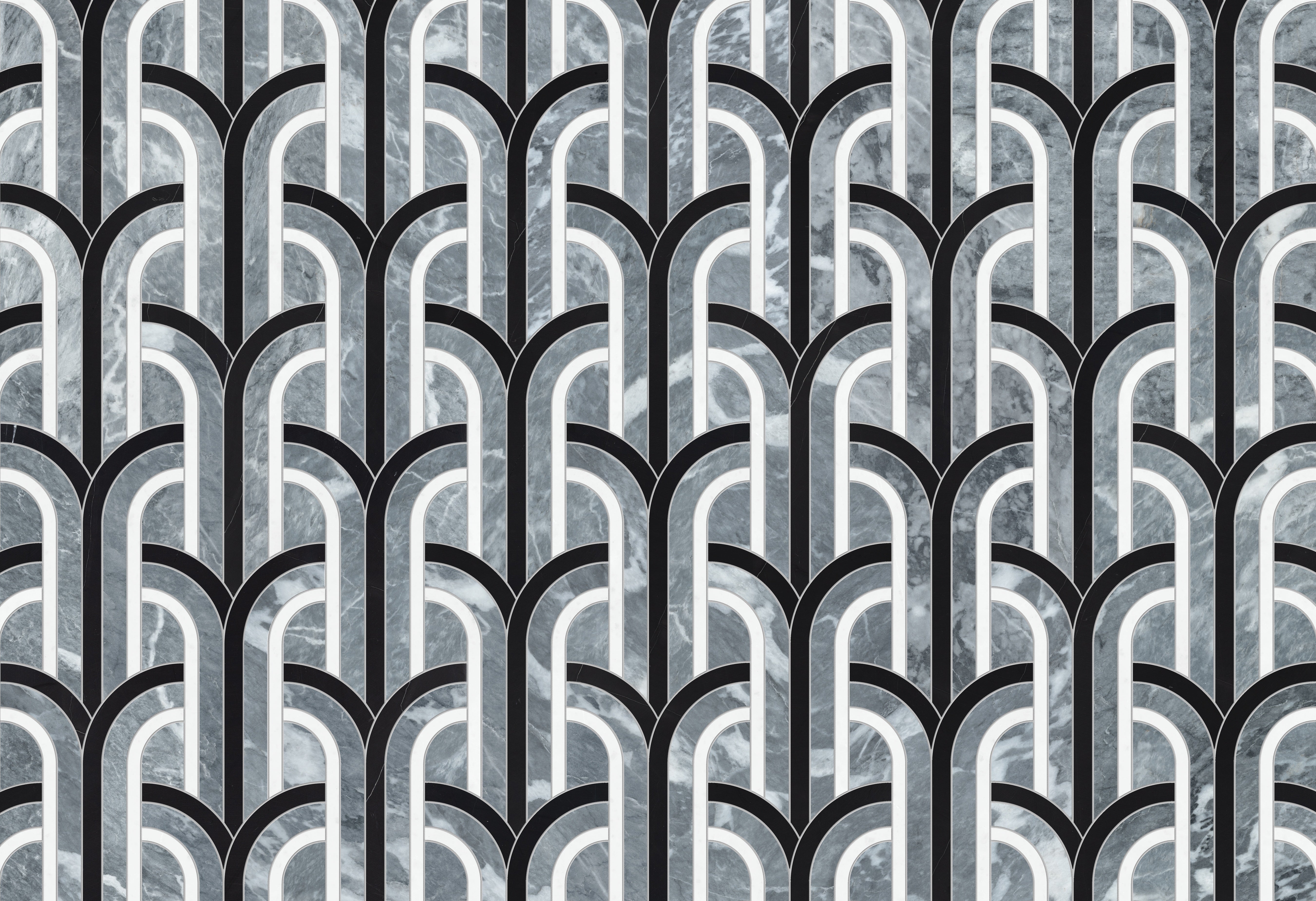 Utopio Monochromo mixed mosaic by Anatolia, top-down product view, 10 19/32"×11 15/16"×3/8" size. Turkish mixed for floors and walls.