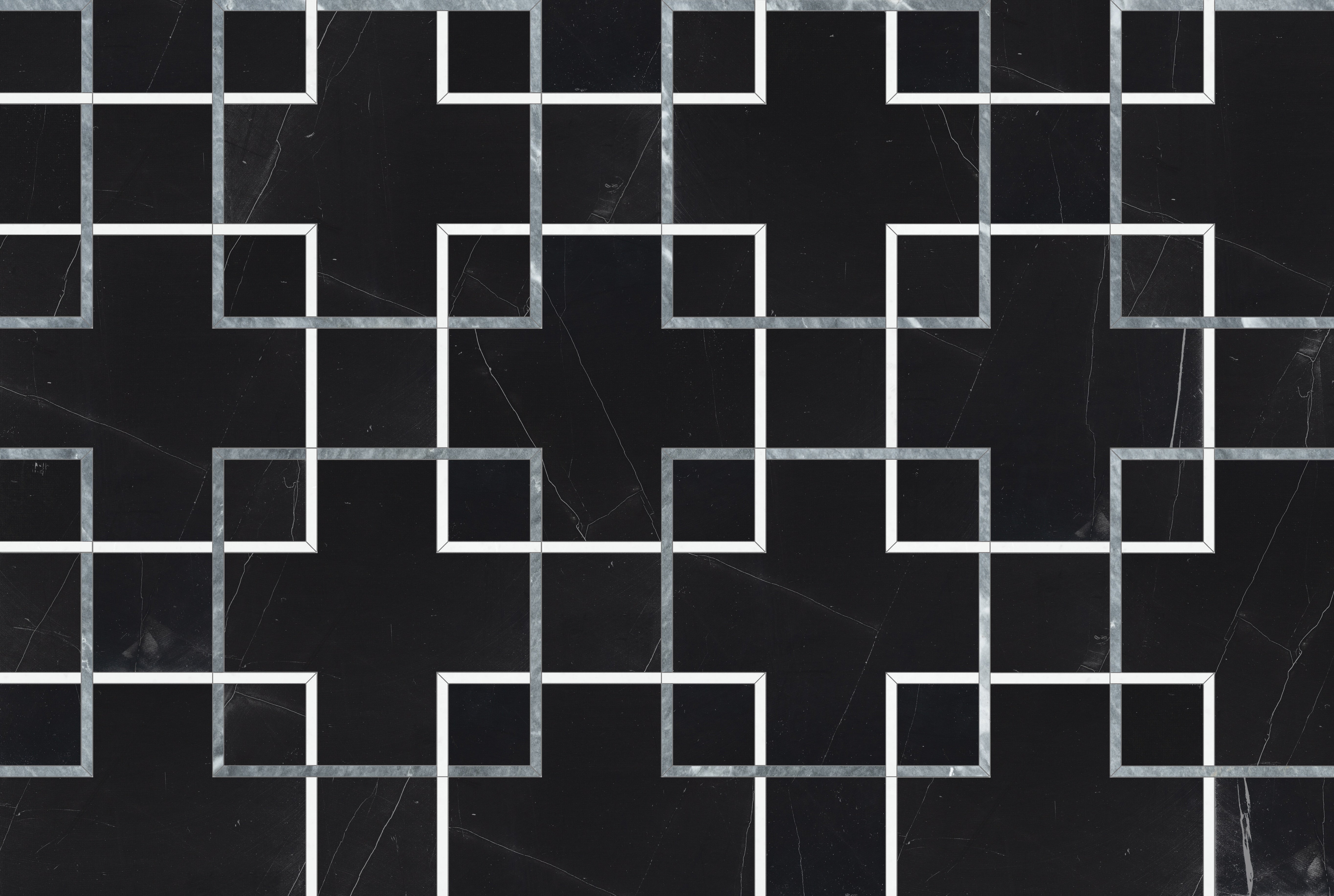 Utopio Monochromo mixed mosaic by Anatolia, top-down product view, 10 3/4"×10 3/4"×3/8" size. Turkish mixed for floors and walls.