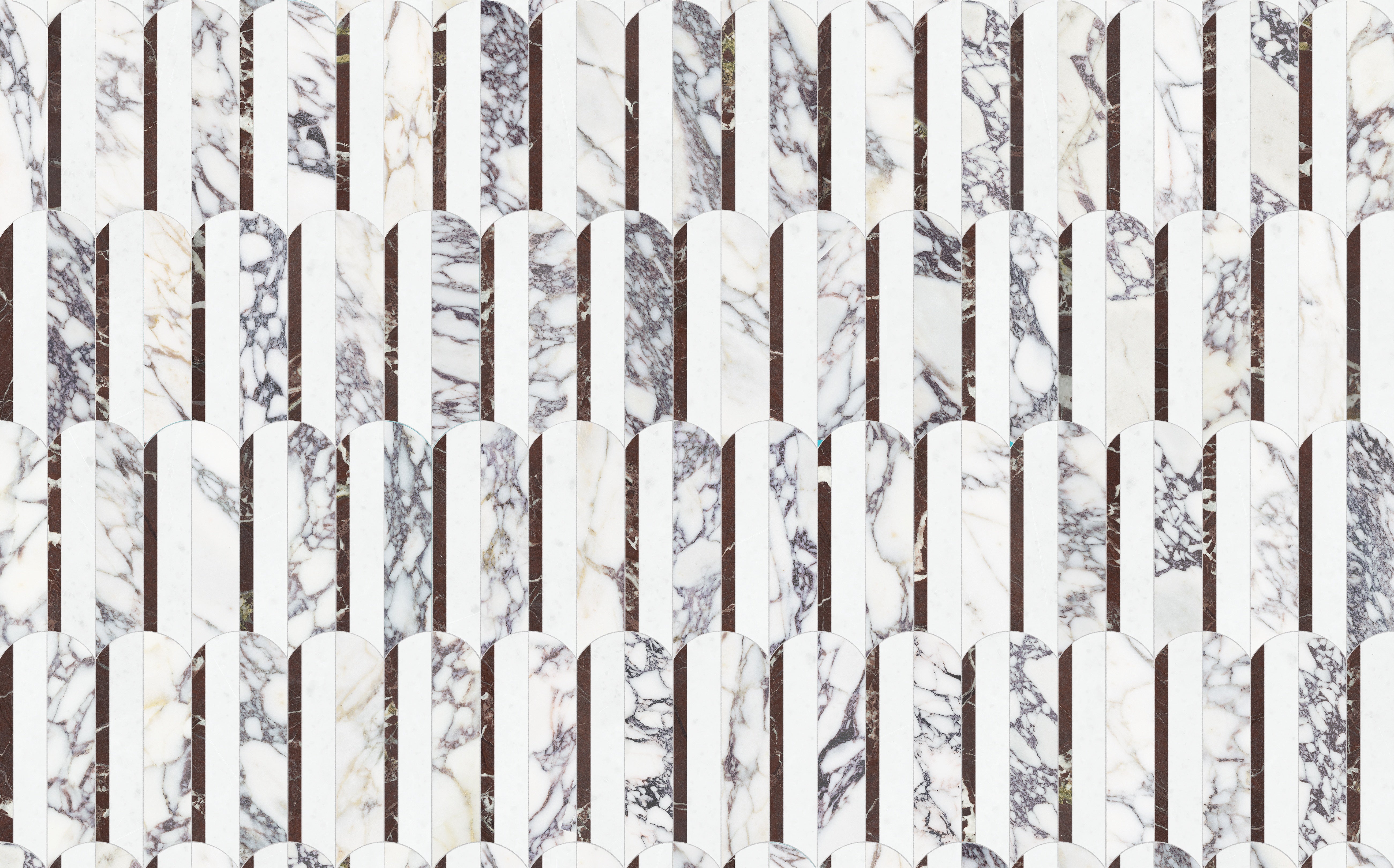 Utopio Orchid mixed mosaic by Anatolia, top-down product view, 10 15/32"×11 15/16"×3/8" size. Turkish mixed for floors and walls.