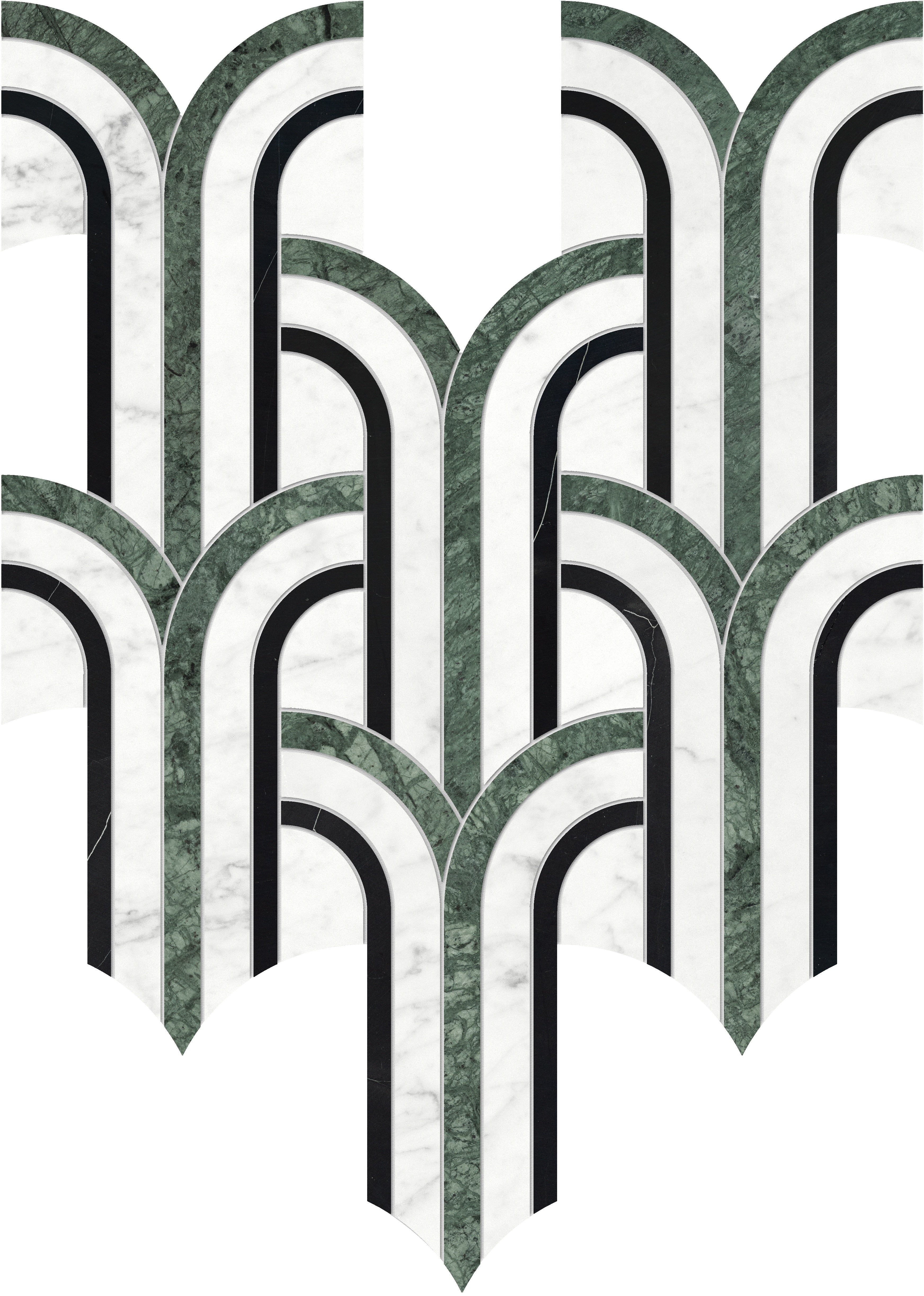 Utopio Pine mixed mosaic by Anatolia, top-down product view, 10 19/32"×11 15/16"×3/8" size. Turkish mixed for floors and walls.