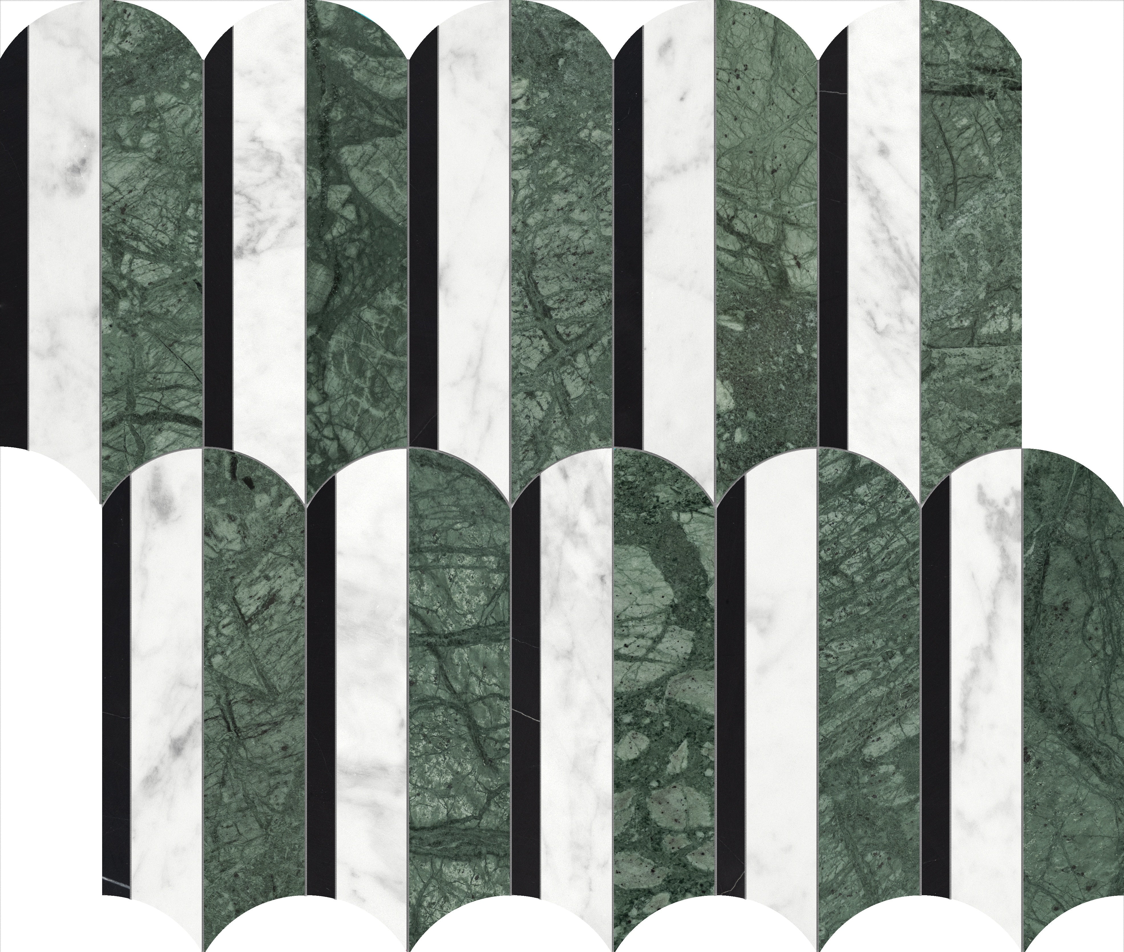 Utopio Pine mixed mosaic by Anatolia, top-down product view, 10 15/32"×11 15/16"×3/8" size. Turkish mixed for floors and walls.